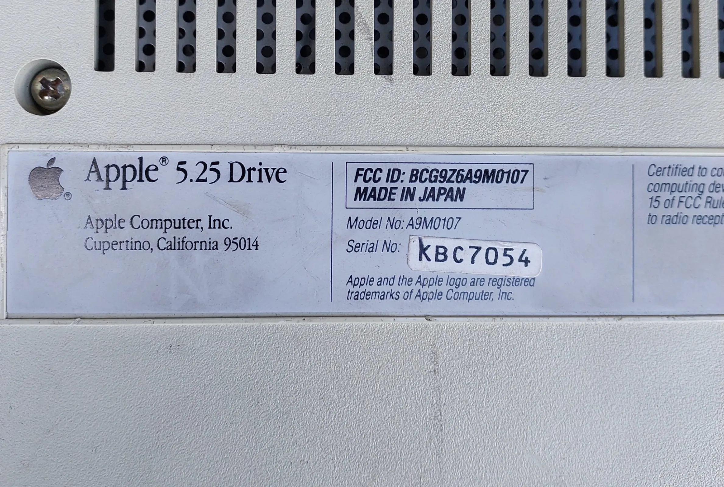 Stara stacja dyskietek Apple 5.25" A9M0107 nietestowana