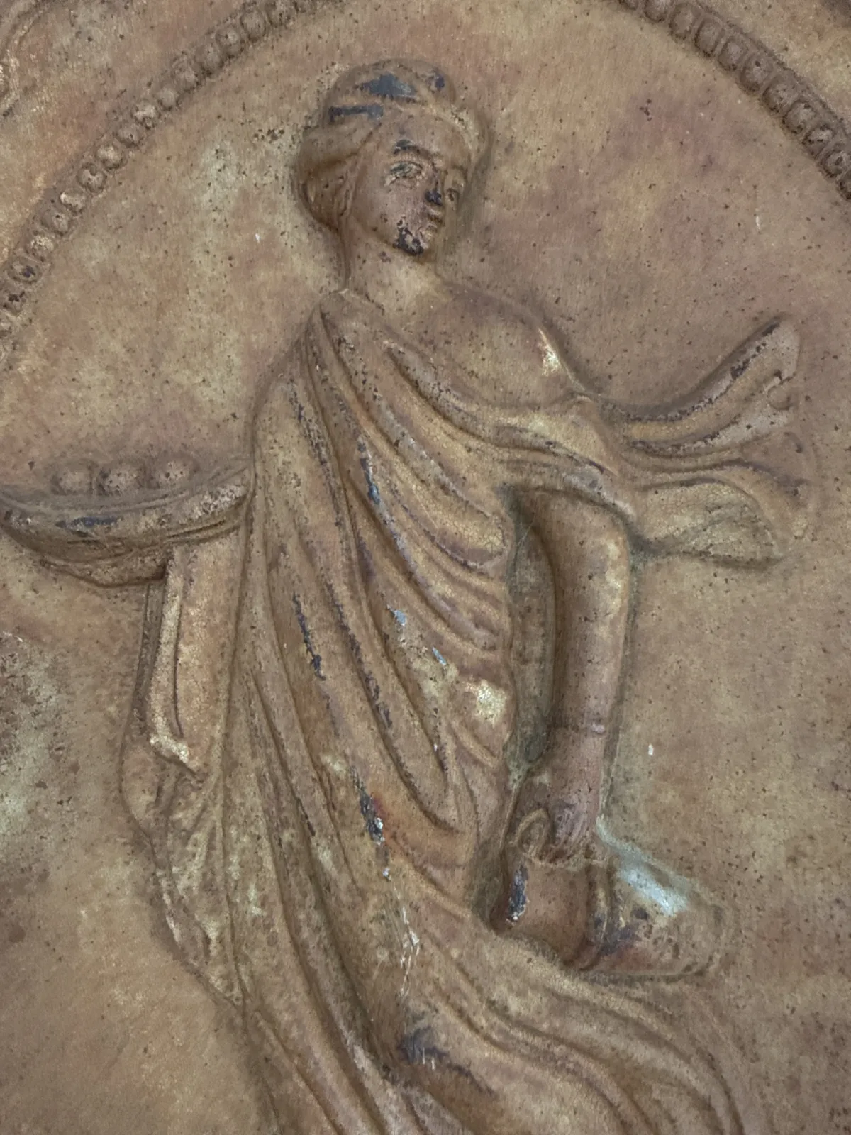 Zabytkowy żeliwny relief płaskorzeźba obraz