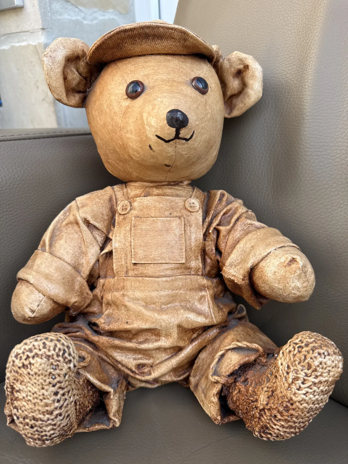 Stary „skórzany” miś misiek handmade Vintage