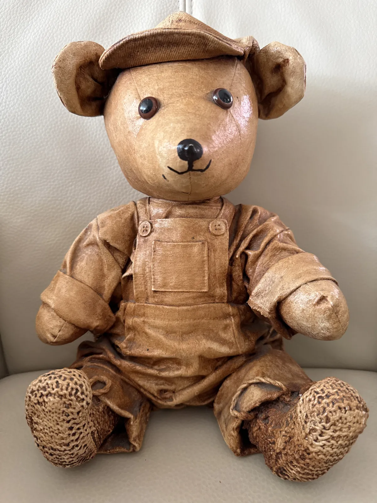 Stary „skórzany” miś misiek handmade Vintage
