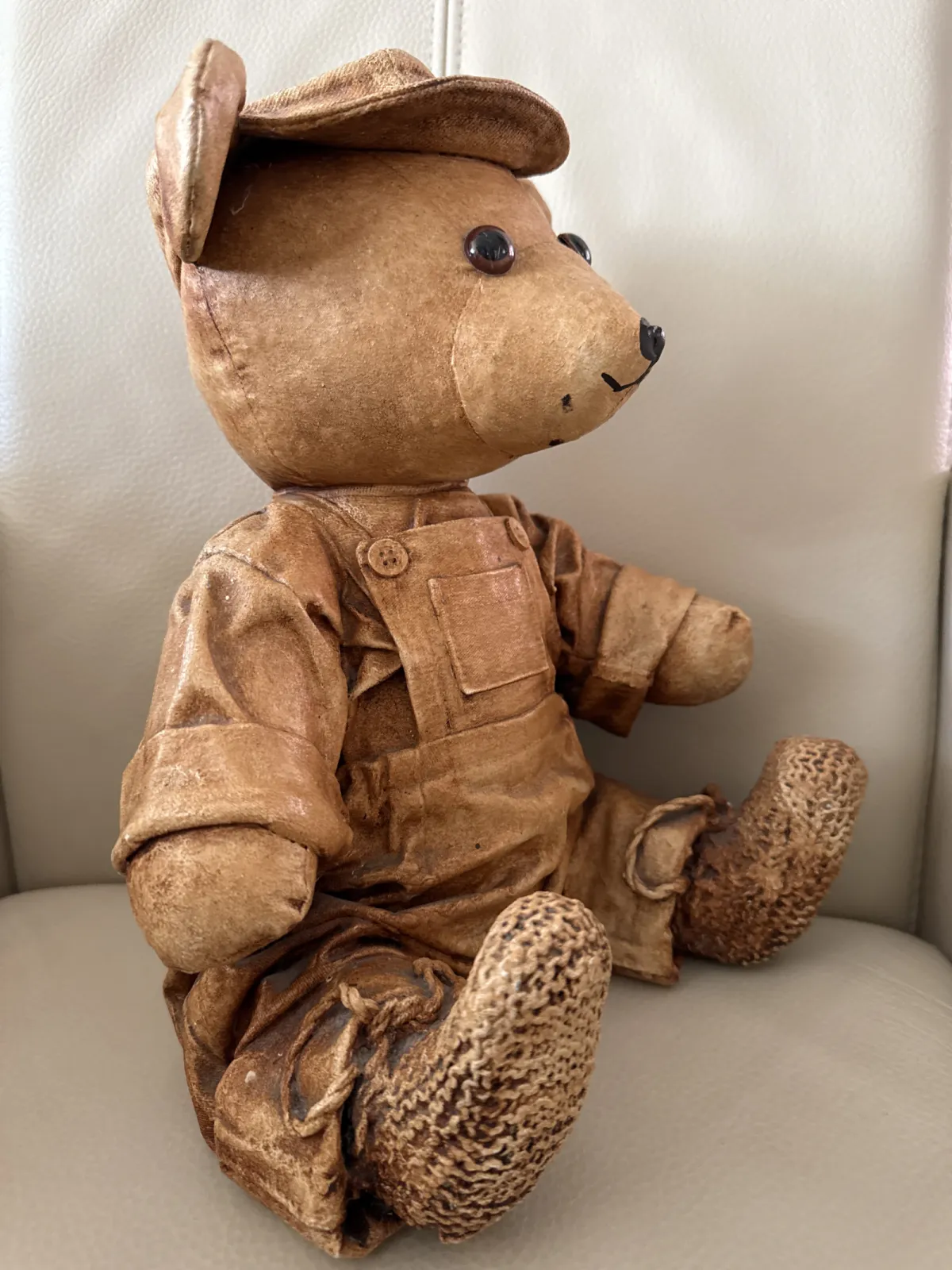 Stary „skórzany” miś misiek handmade Vintage