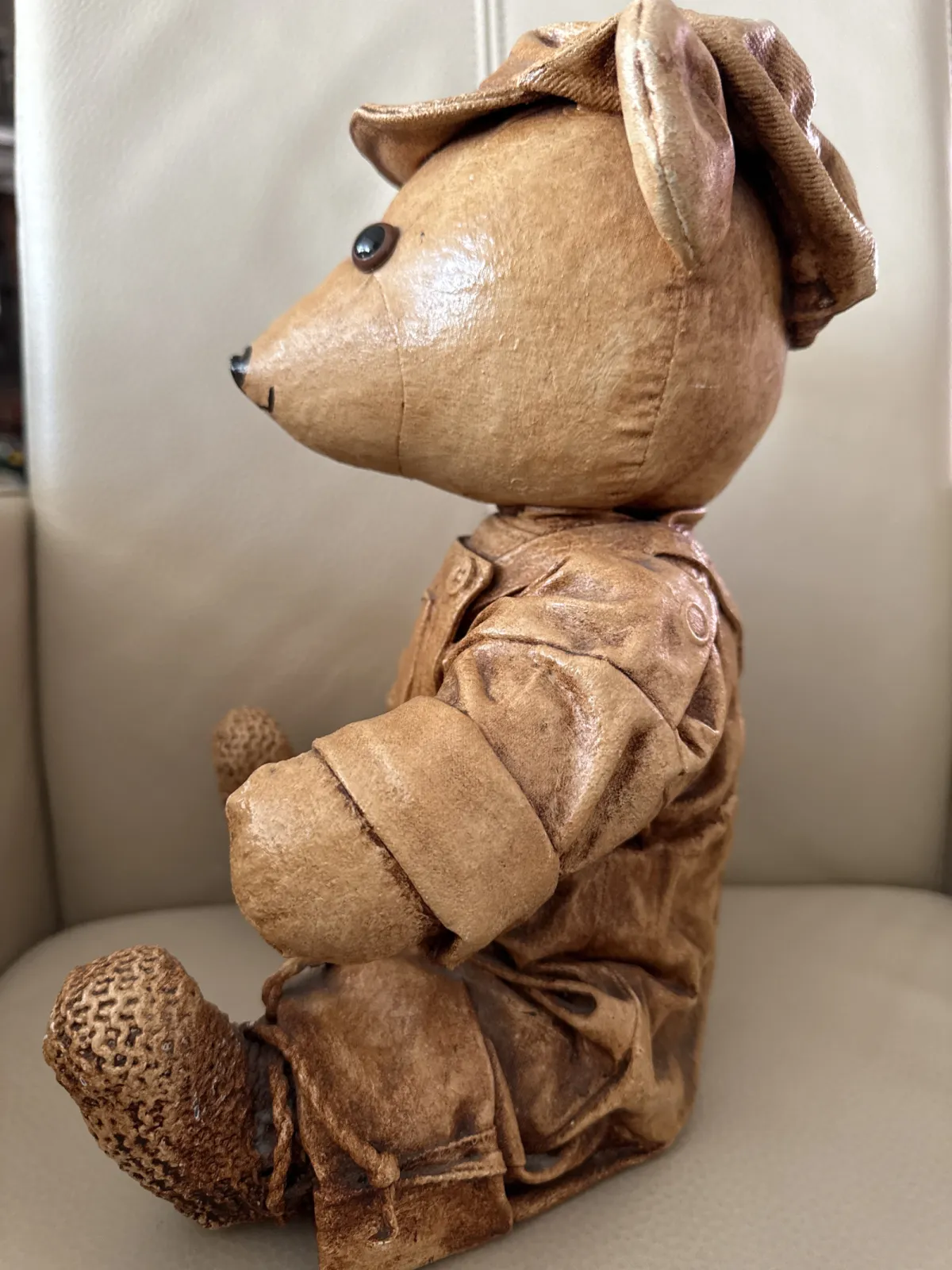Stary „skórzany” miś misiek handmade Vintage