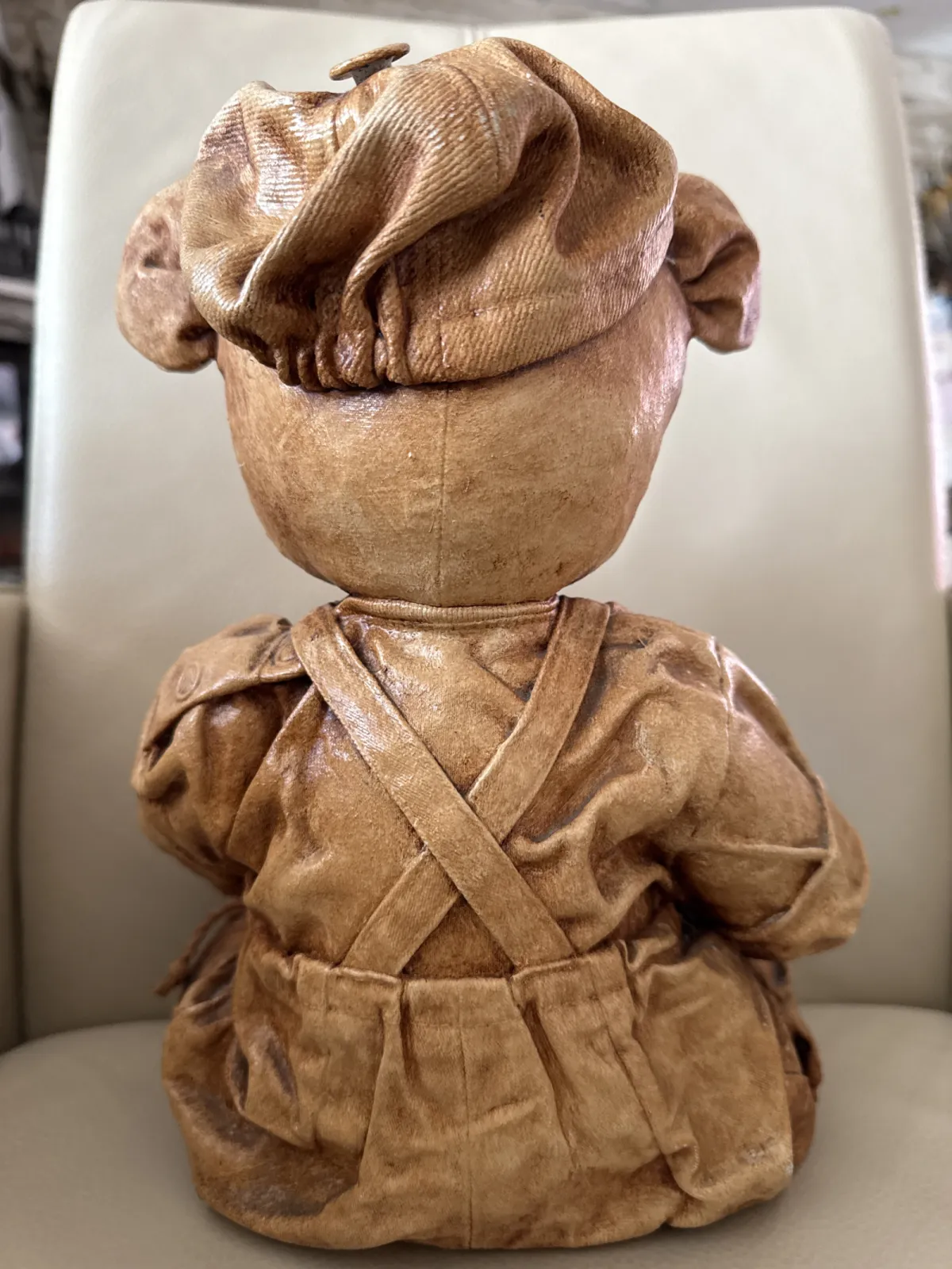 Stary „skórzany” miś misiek handmade Vintage