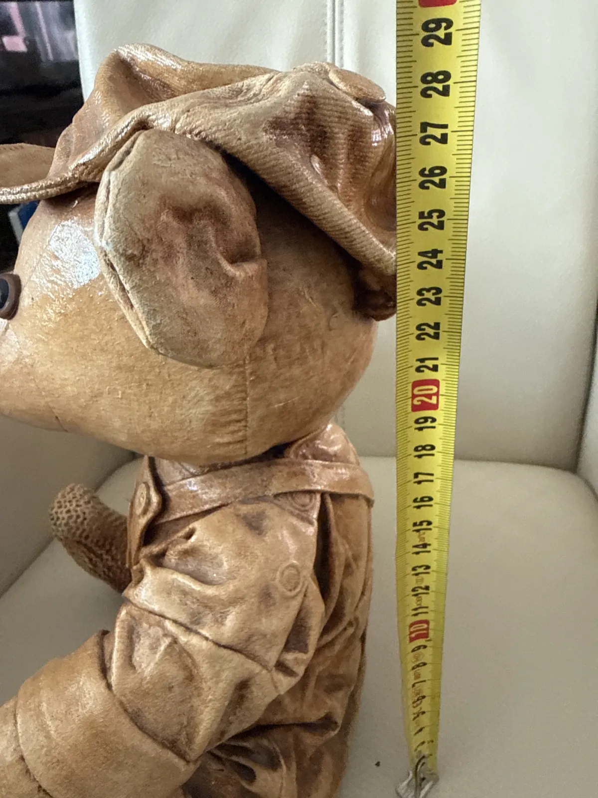 Stary „skórzany” miś misiek handmade Vintage