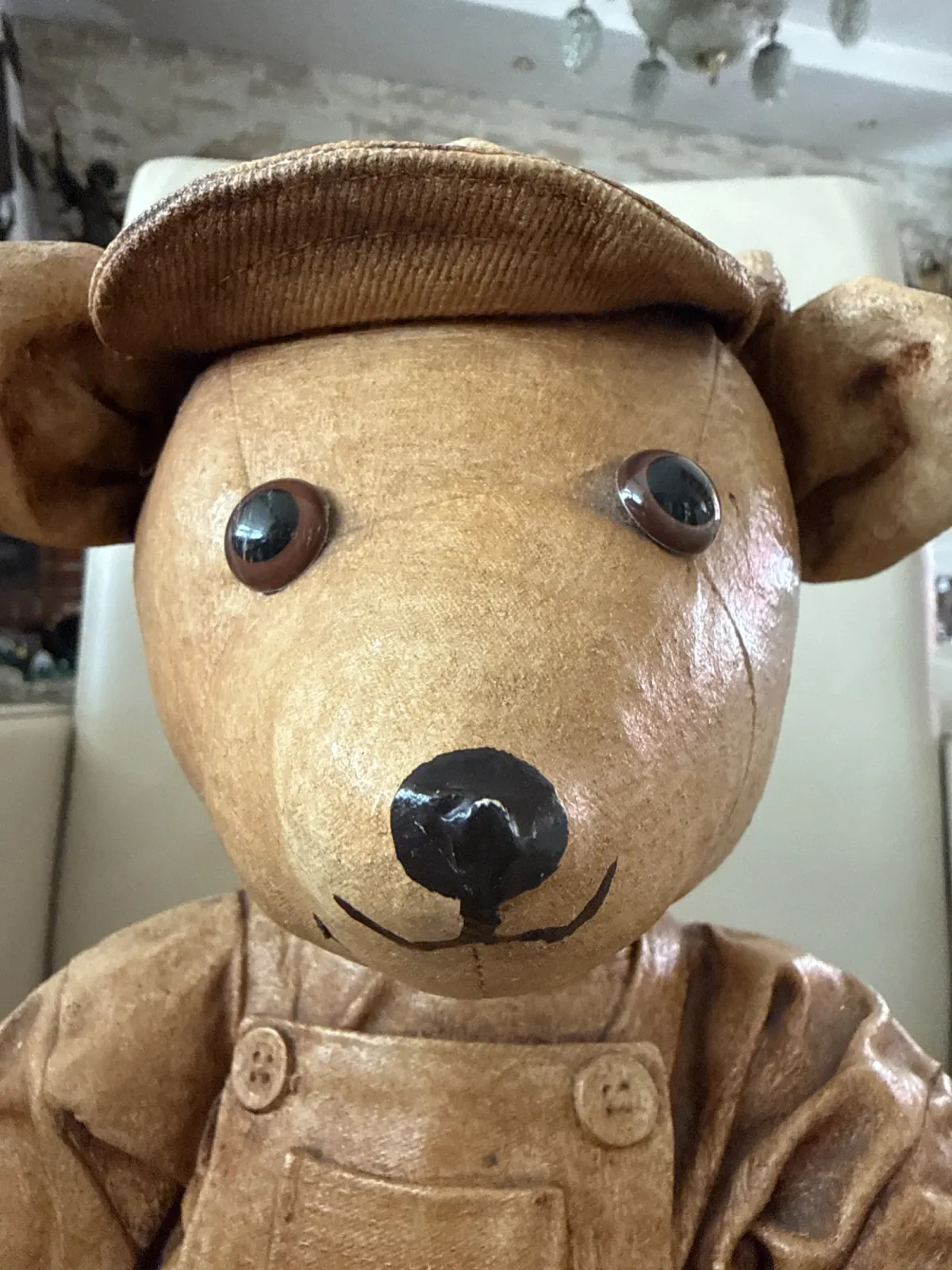 Stary „skórzany” miś misiek handmade Vintage