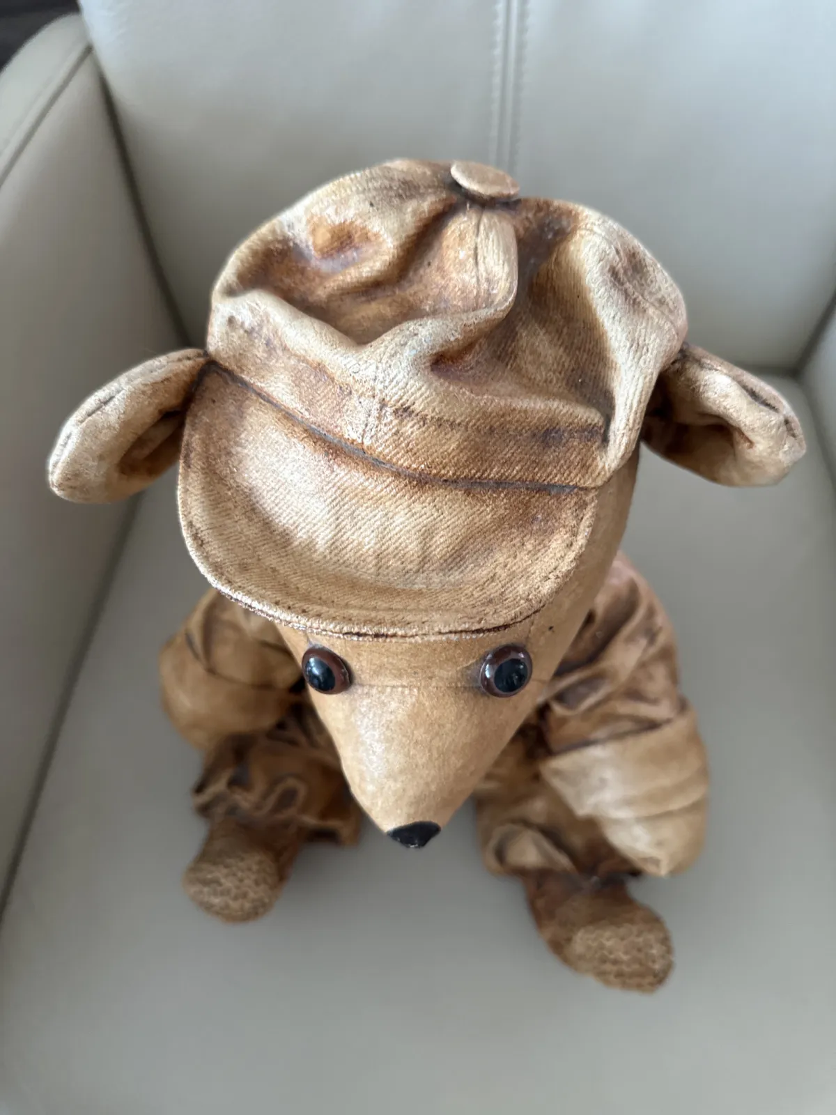 Stary „skórzany” miś misiek handmade Vintage