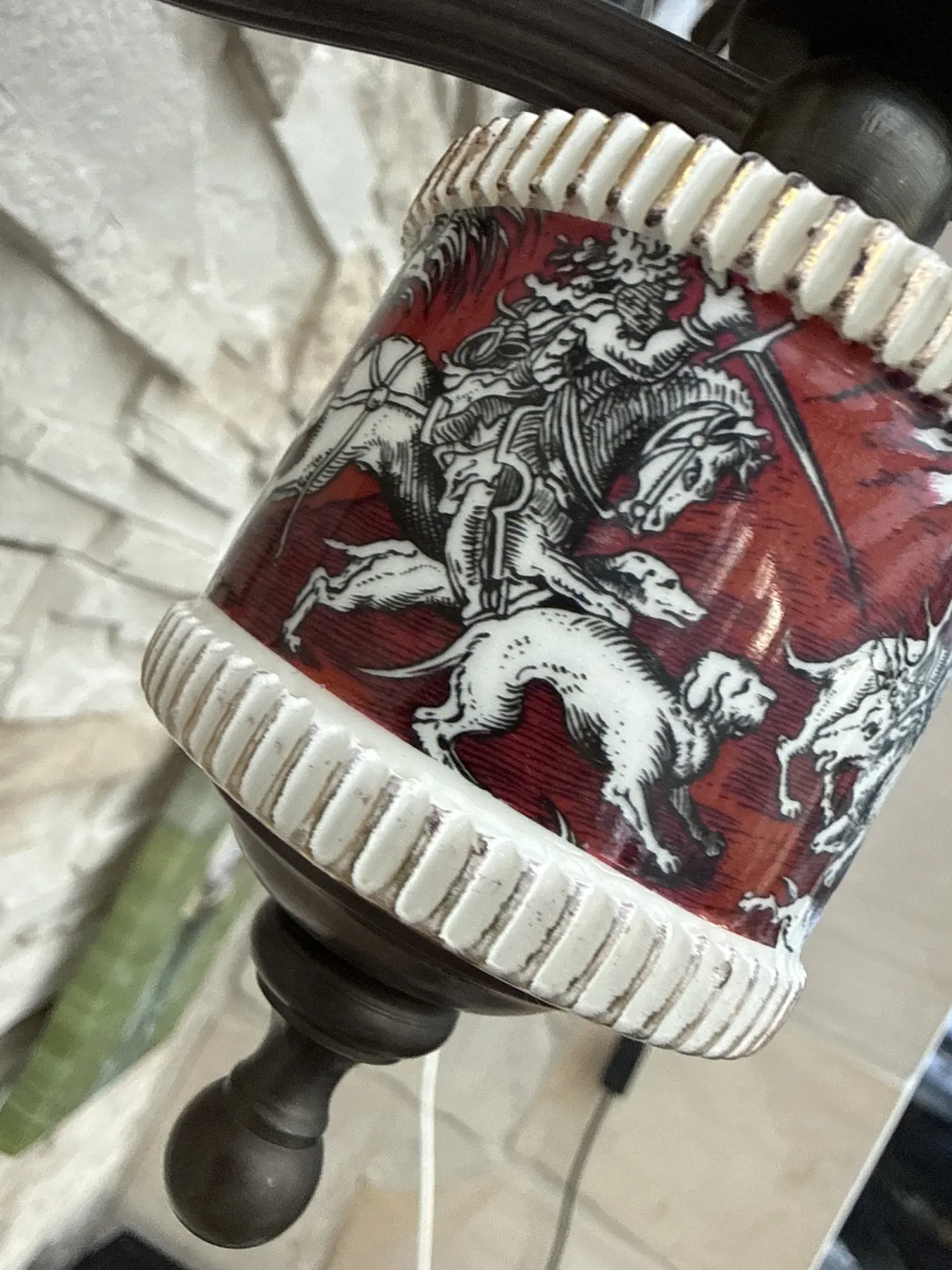 Zabytkowy kinkiet z motywem myśliwskim lampka polowanie
