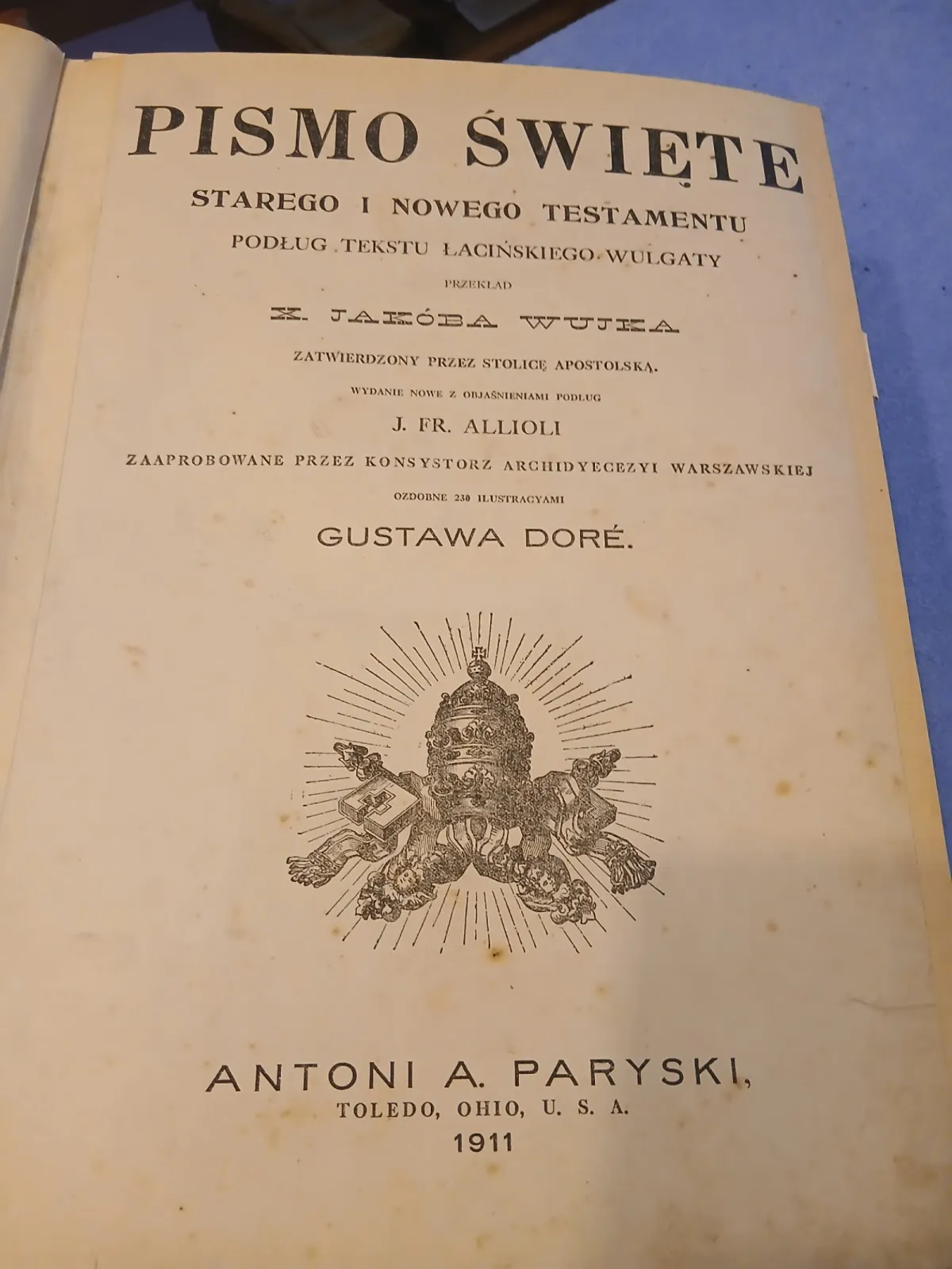 Pismo Święte 1911 r. Ohio, przekład Wujka