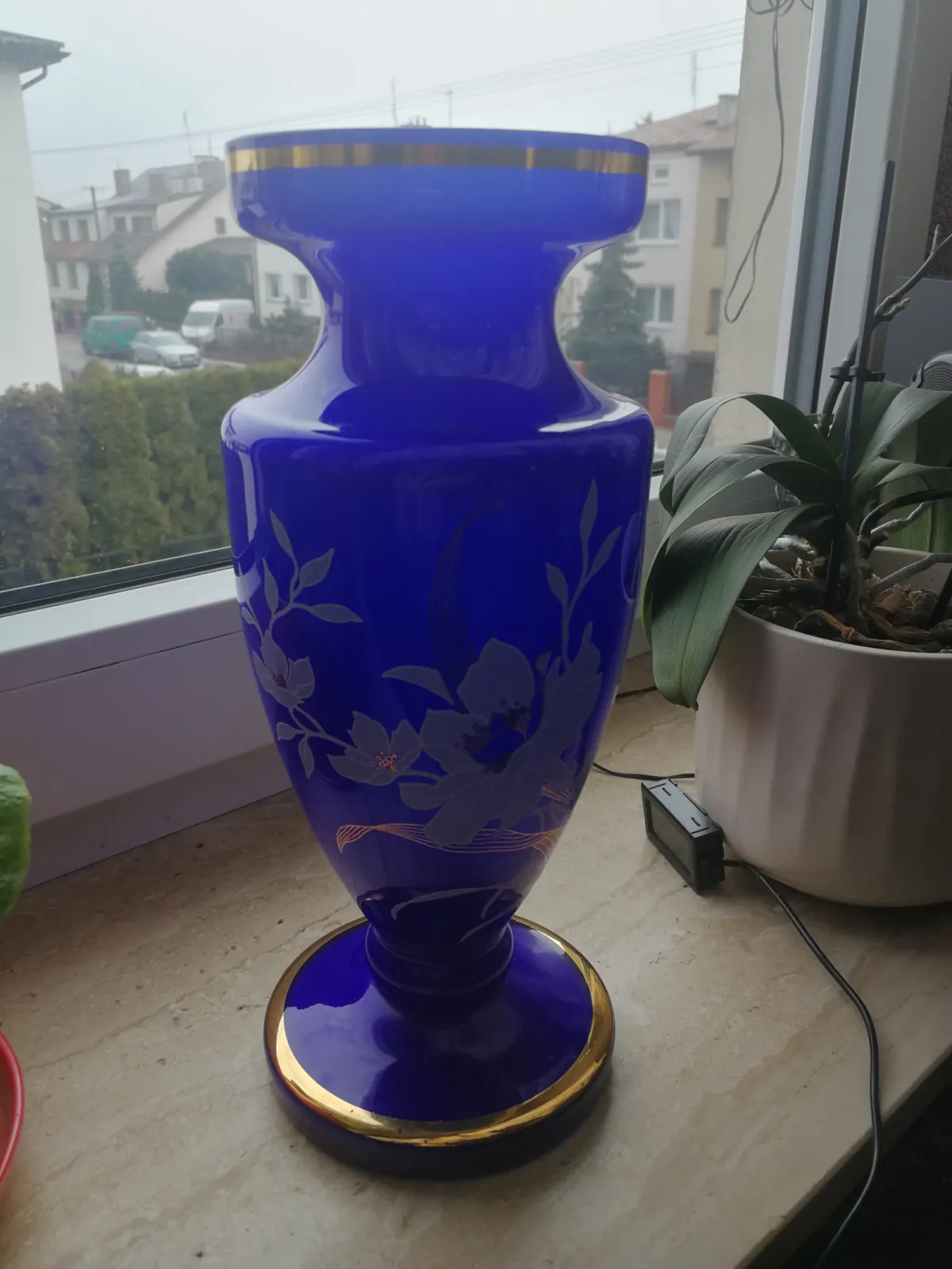 Amfora kobalt Bohemian