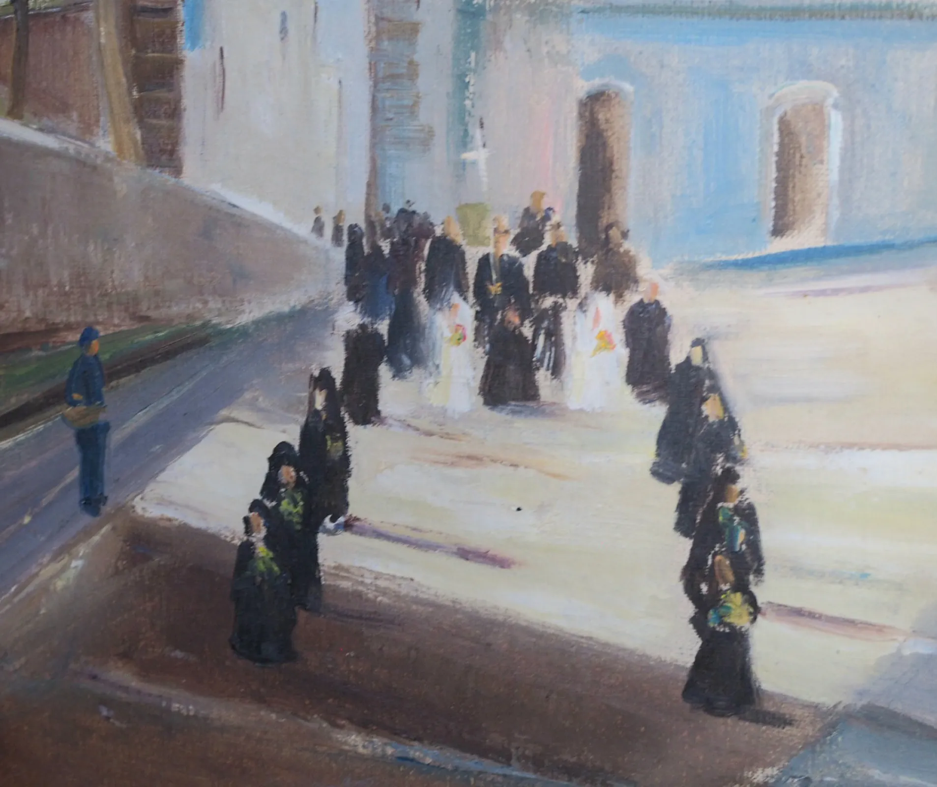 Hans Ripa (1912–2001) – duży obraz olejny PROCESJA 81 × 71 cm, sygnowany