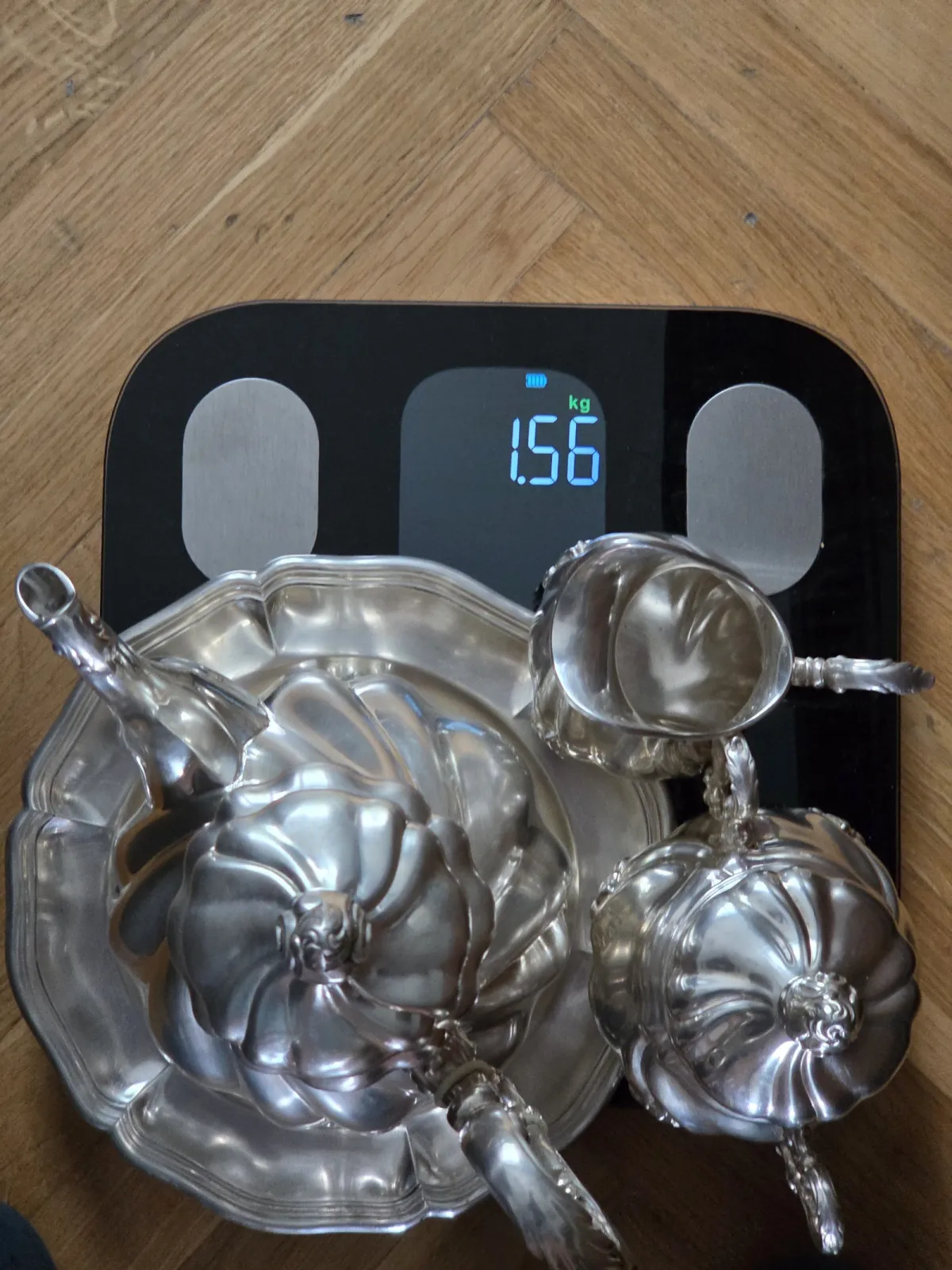 SREBRNY ZESTAW KAWOWO-HERBACIANY 800/830  1,56Kg