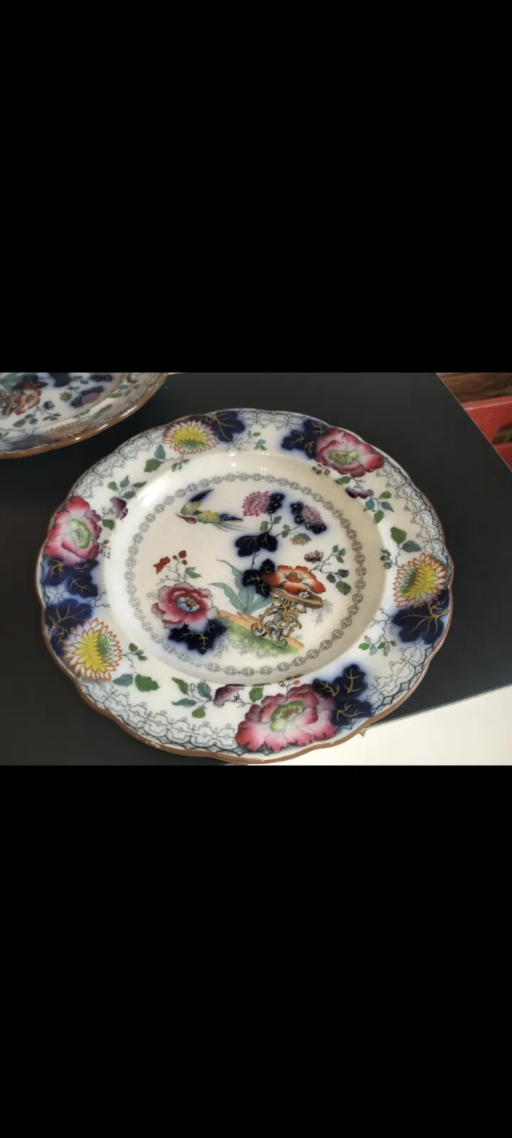 Unikat! 3 Antyczne Talerze PERSIANA Francis Morley c.1850 Flow Blue Ironstone