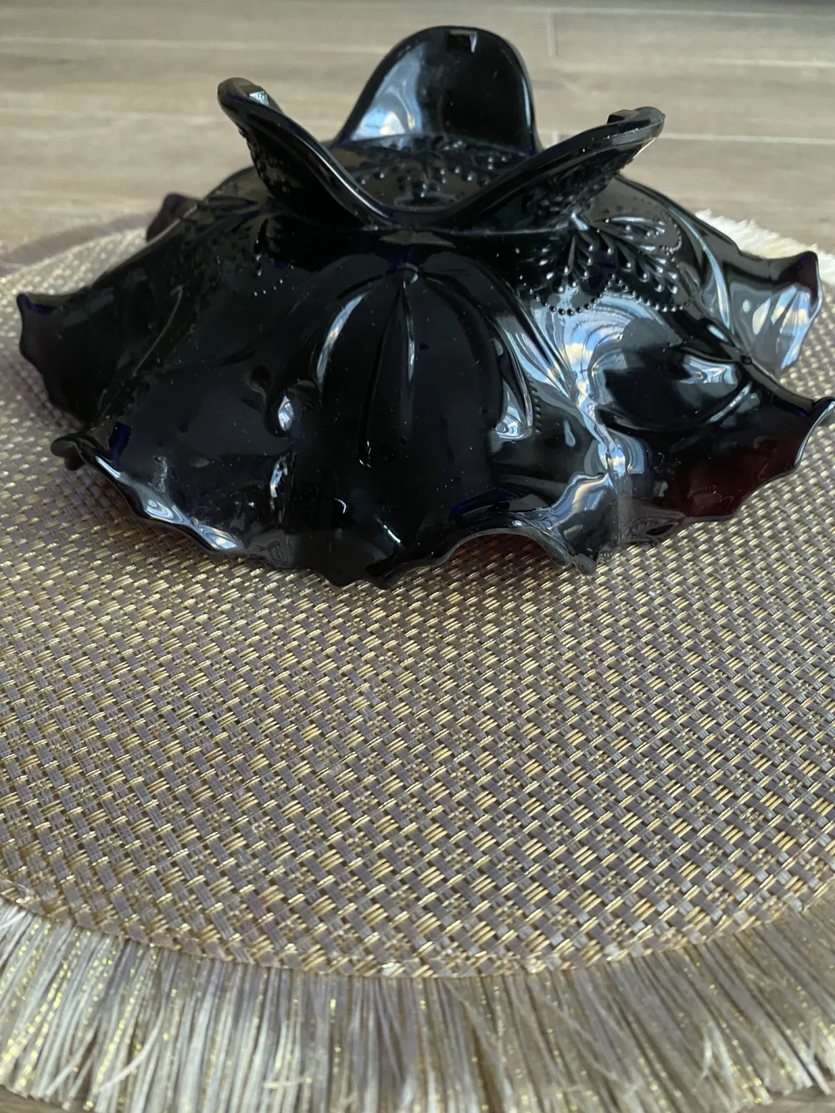 Antyczna Misa Szkło Karnawałowe Northwood "Three Fruits" Amethyst USA, ok. 1910 r.
