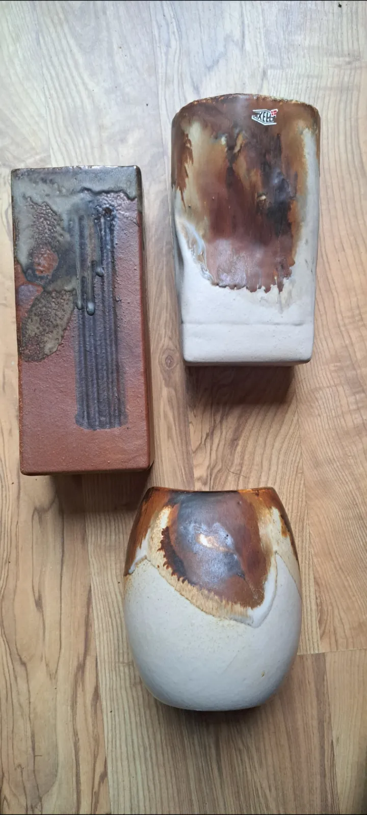 Duńska ceramika Axella Design vintage lata 70. Kamionka wazony sygnowane 3 szt.