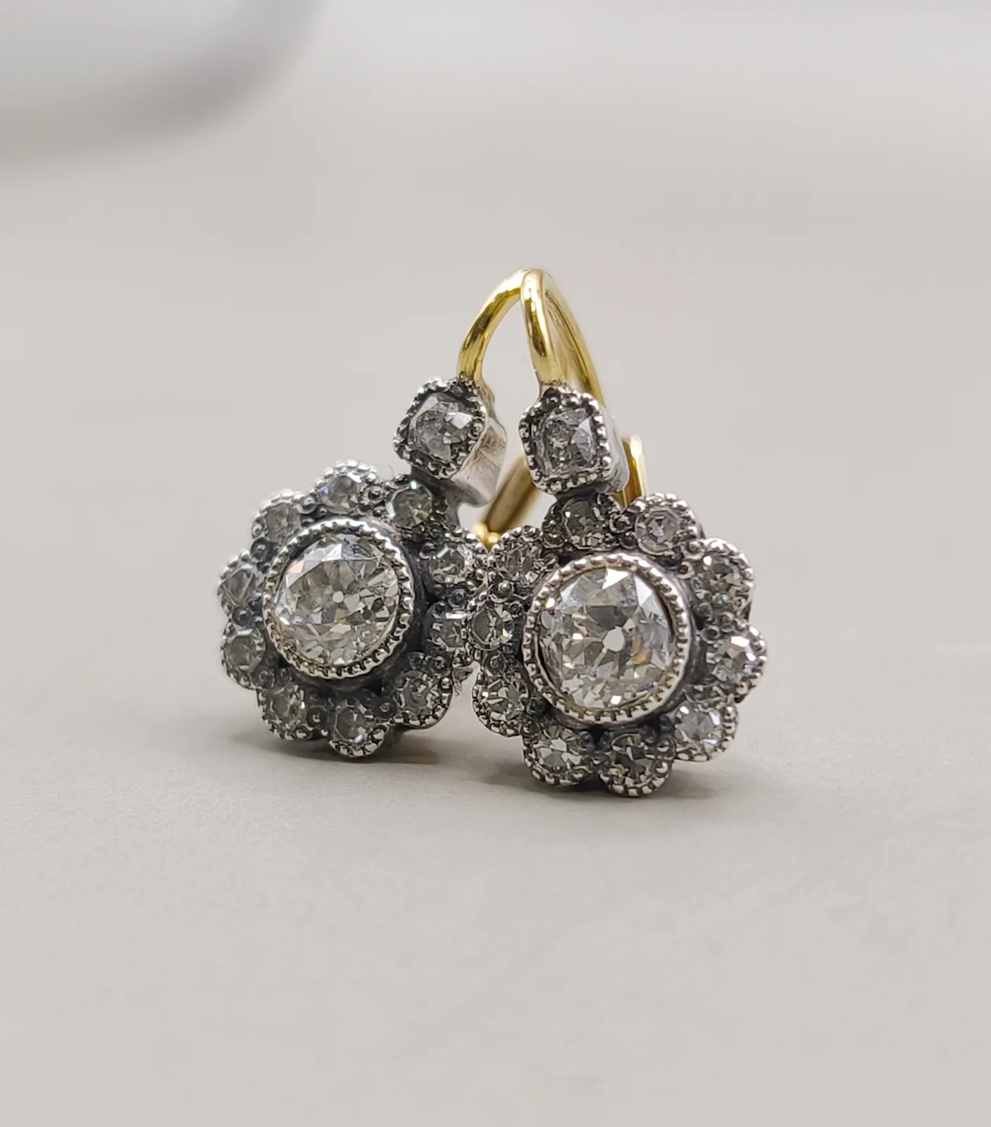 przepiękne złoto srebrne kolczyki z diamentami 1,46 ct Certyfikat