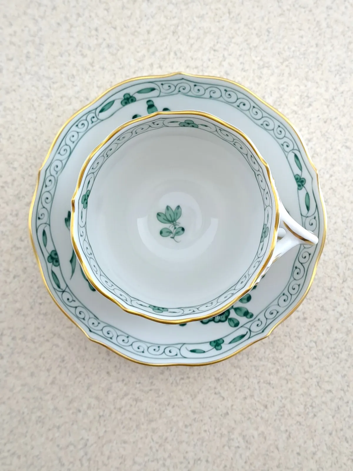 Filiżanka do espresso mokka Meissen Miśnia indyjskie korale zielone kwiaty Indian Green