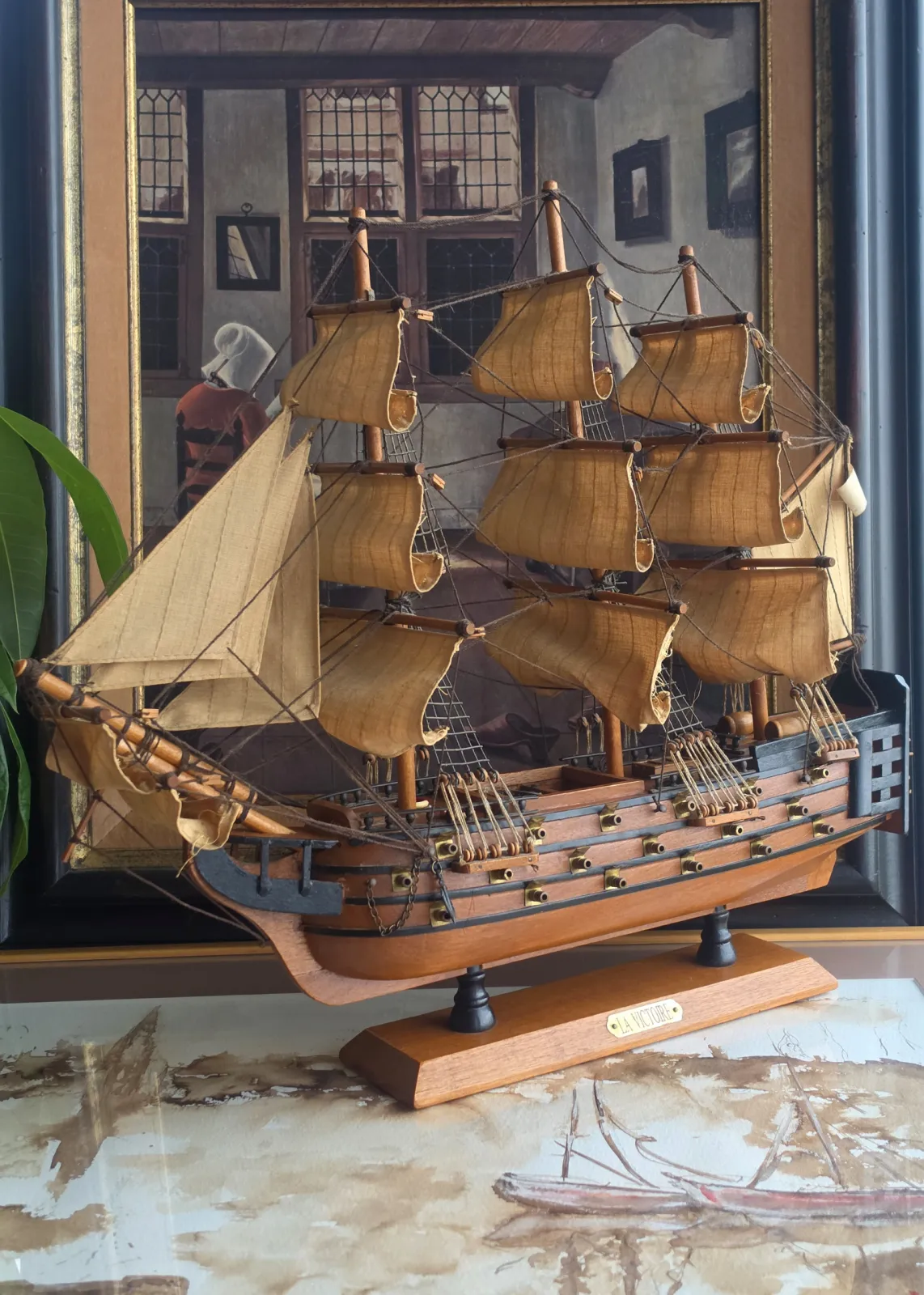 Model żaglowca „La Victoire” Styl marynistyczny II połowa XX w.