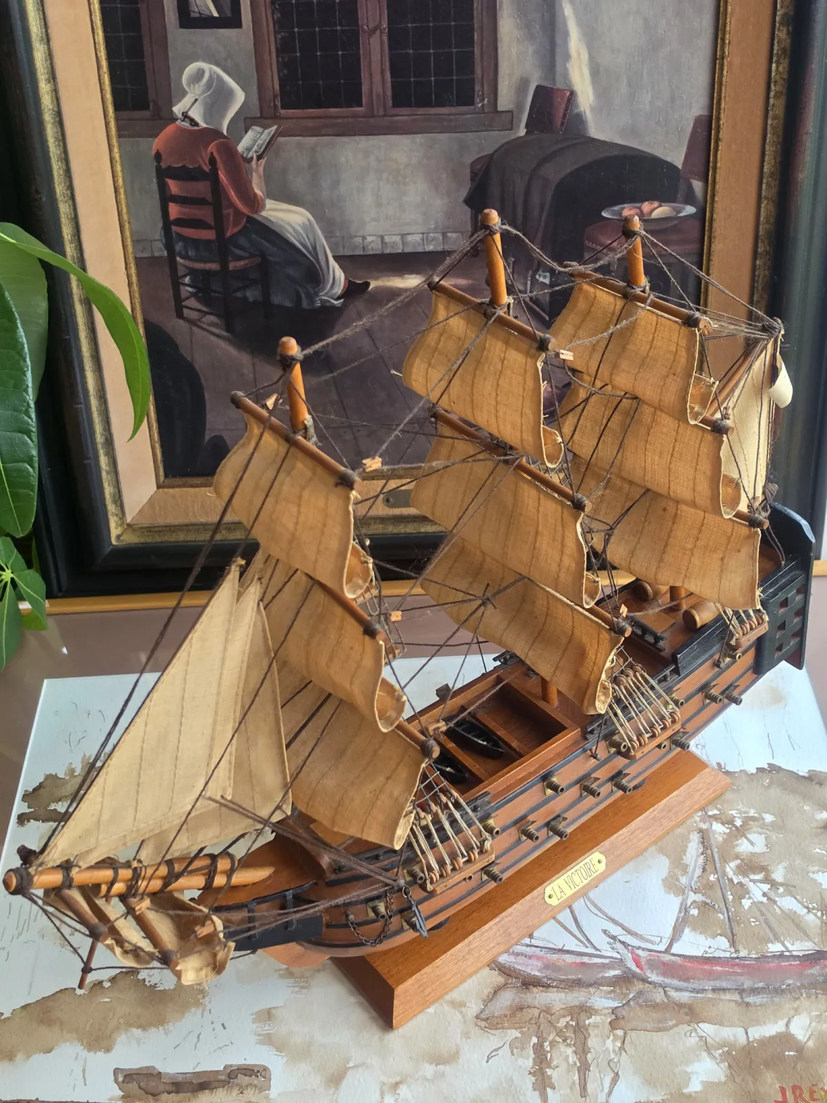 Model żaglowca „La Victoire” Styl marynistyczny II połowa XX w.
