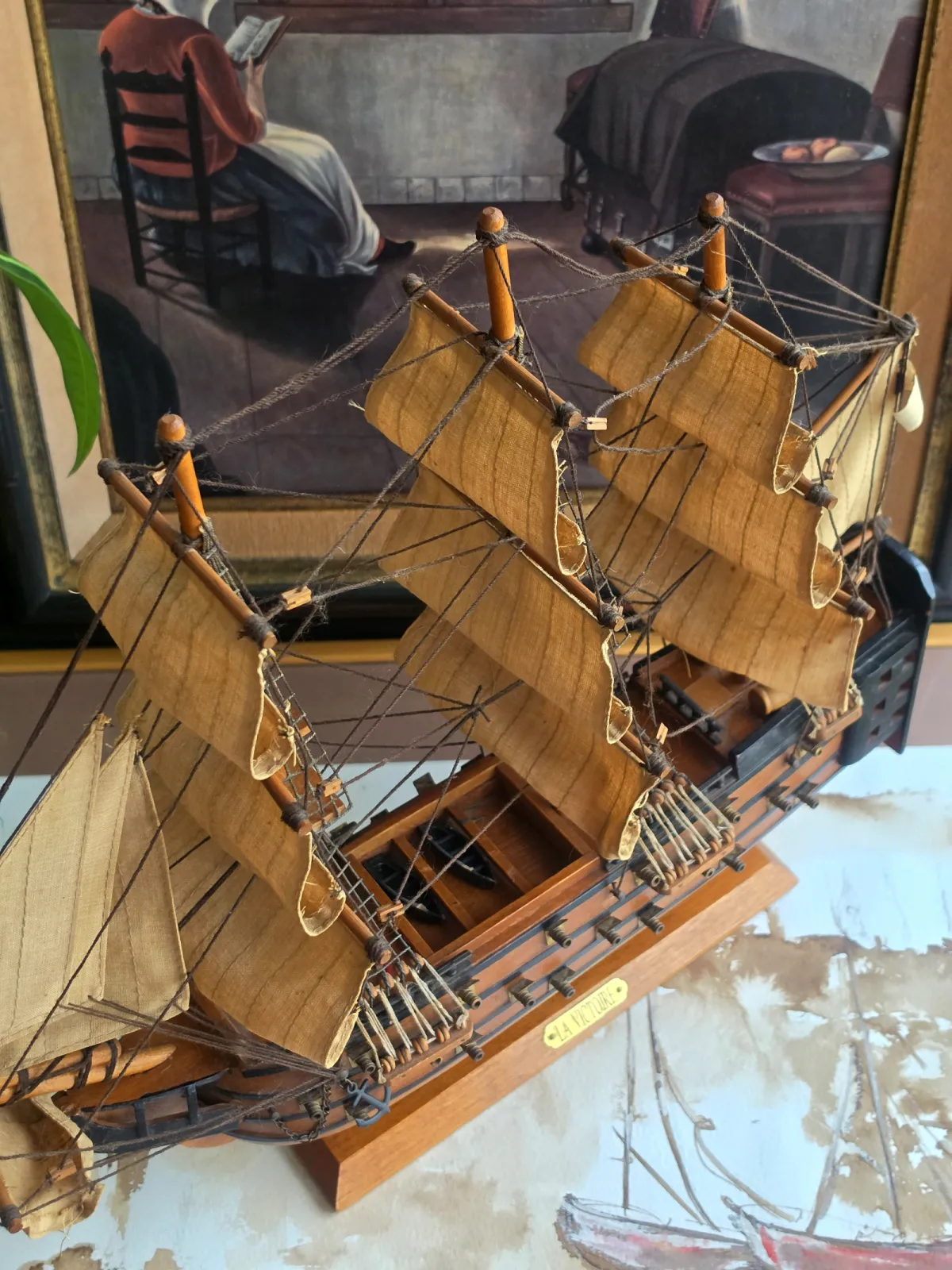 Model żaglowca „La Victoire” Styl marynistyczny II połowa XX w.
