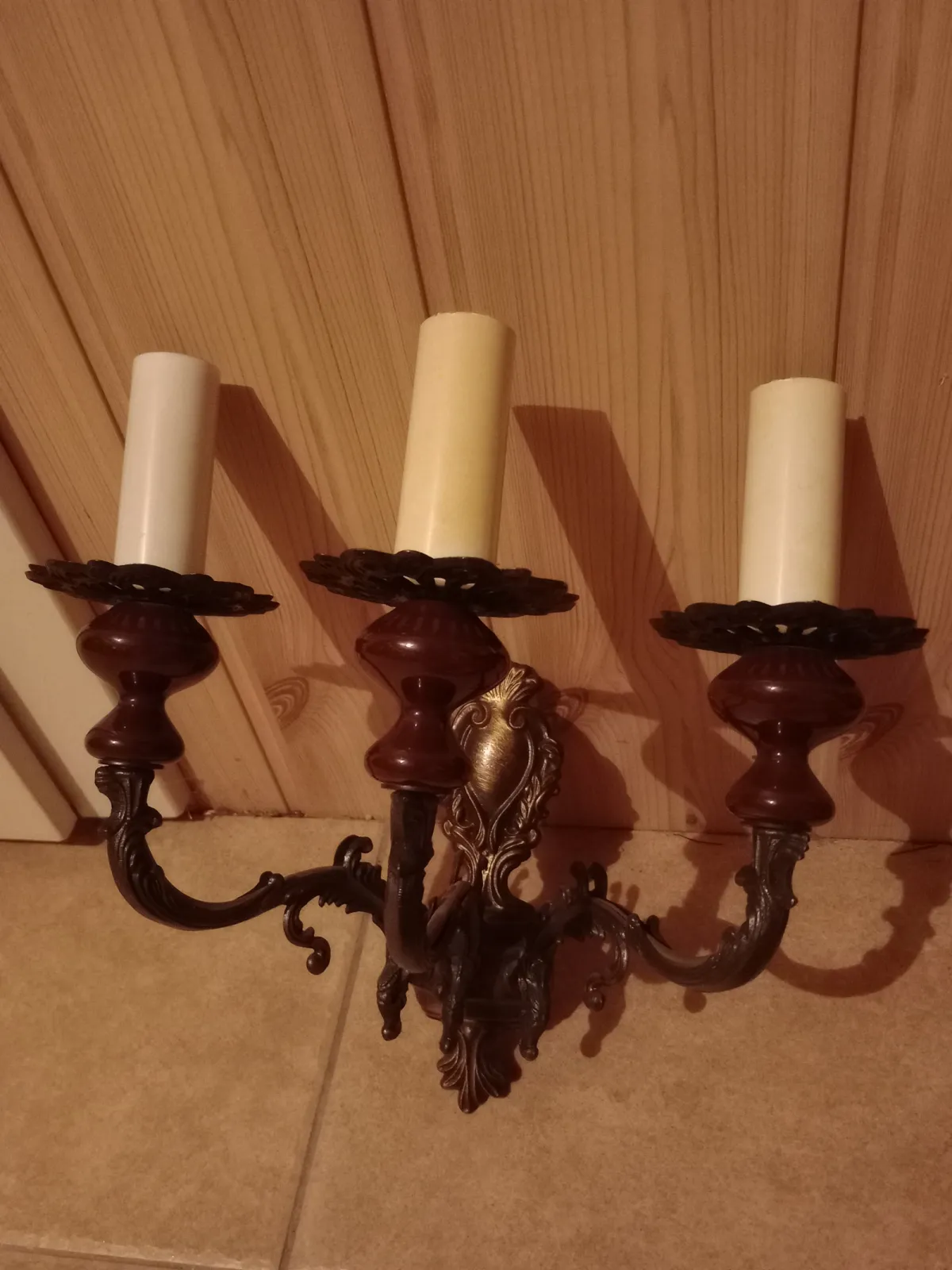 Unikalny komplet: Żyrandol + 4 Kinkiety + Lampa Stojąca | Porcelana i Mosiądz | Katowice Kostuchna PRL