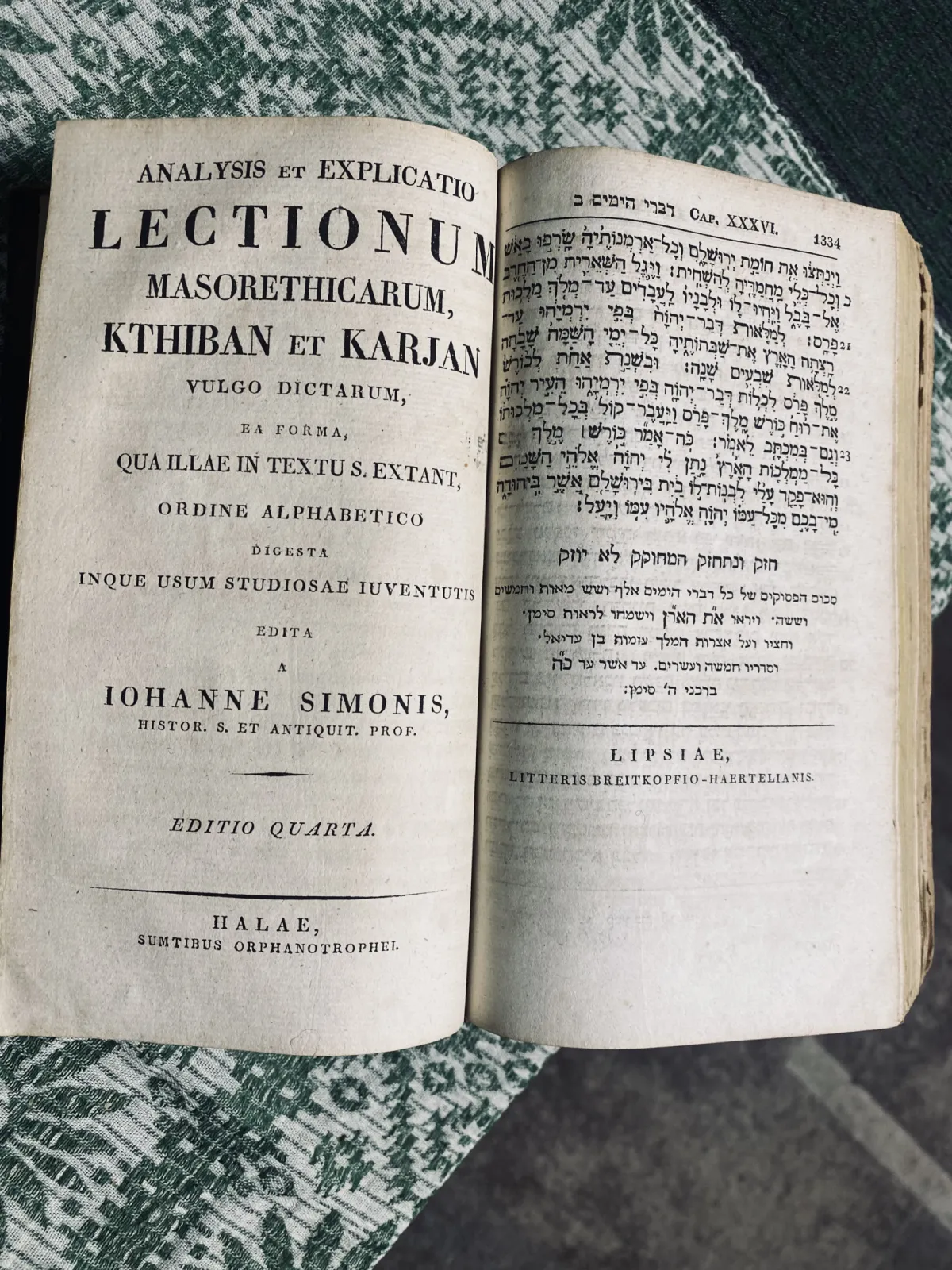 Biblia Hebraica Manualia 1828 Johann Simonis ORYGINAŁ komplet skóra