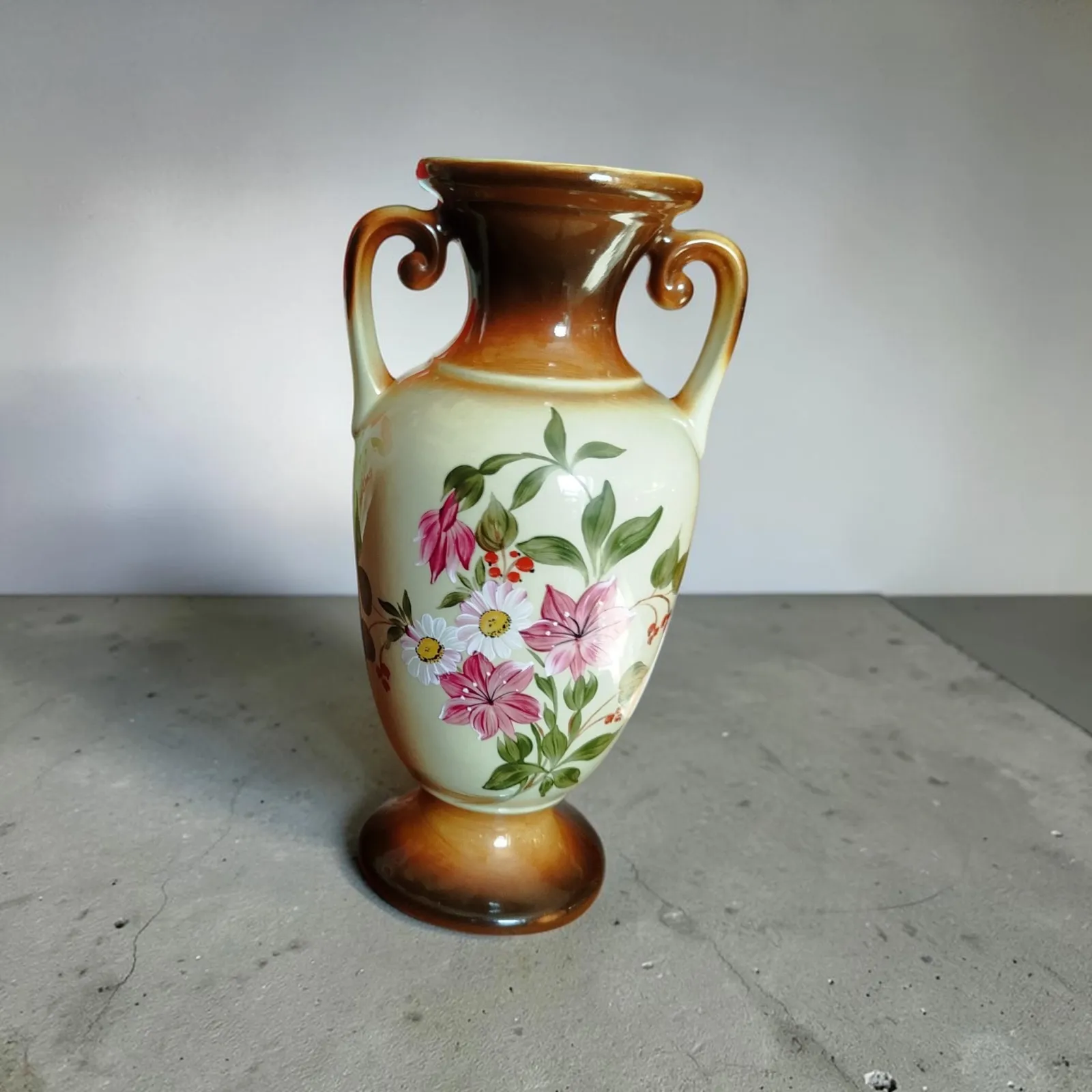 Wazon ceramiczny PRL Tułowice – ręcznie malowany – lata 70. – pamiątkowy, idealny stan
