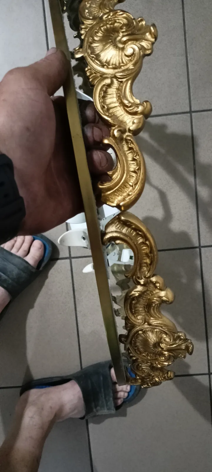 Duży Pałacowy Plafon XXL 55 cm Mosiądz Szkło Lodowe Vintage Retro