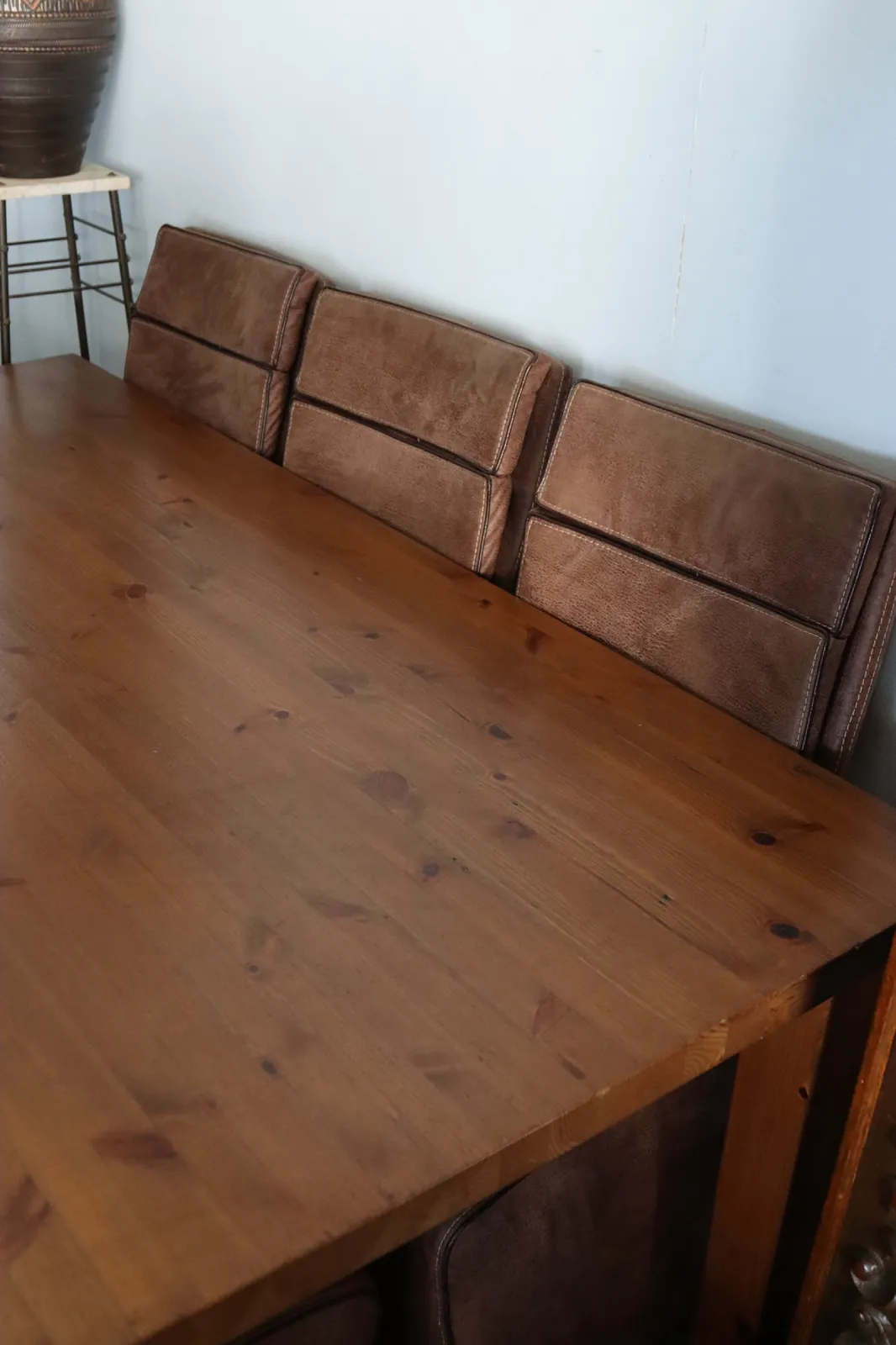 Solidny stół + 6 Krzeseł na kółkach | skóra jak zamsz / loft / modern ranch / western cottage