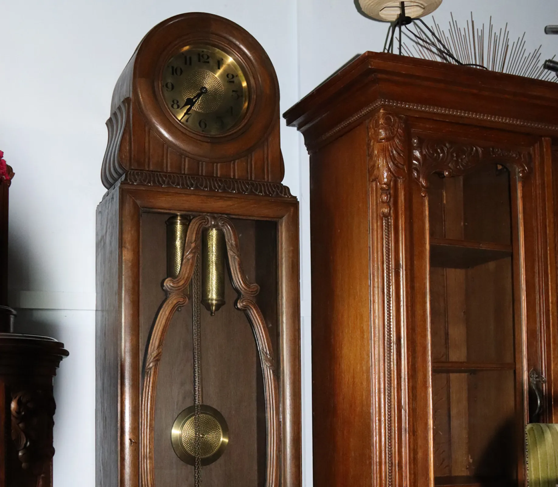 Dębowy Zegar Stojący Gustav Becker | zegar typu "baba" / mechanizm z ok. 1860 roku / eklektyczna snycerka
