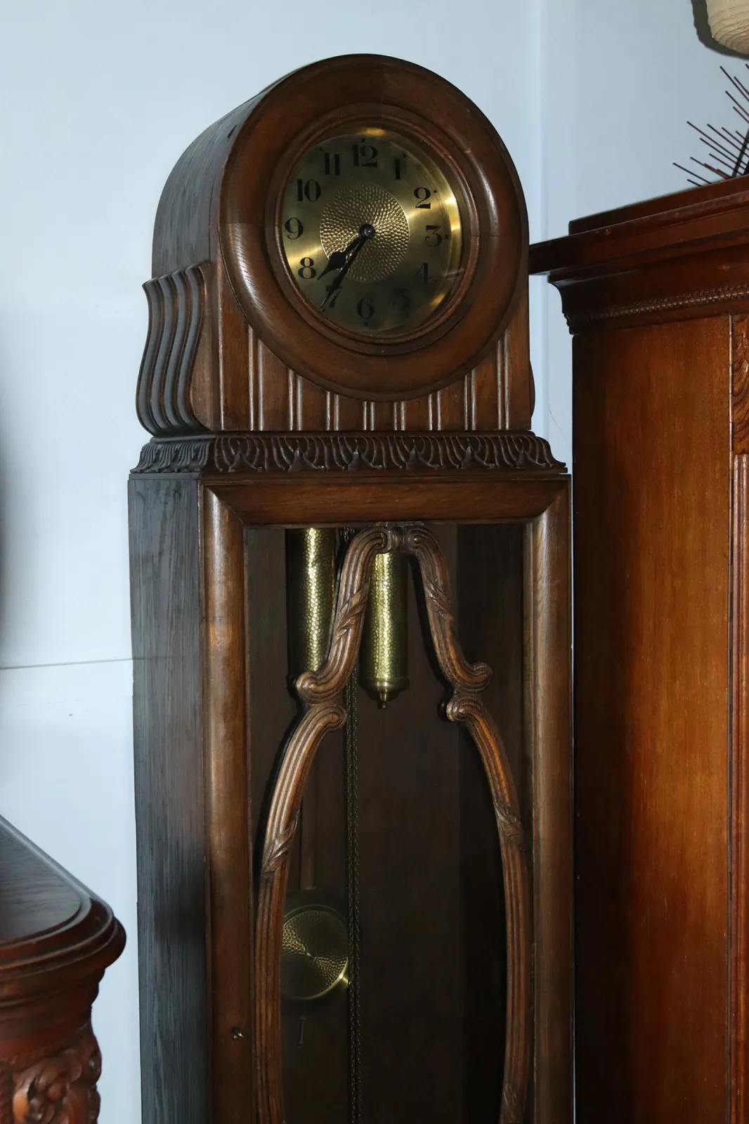 Dębowy Zegar Stojący Gustav Becker | zegar typu "baba" / mechanizm z ok. 1860 roku / eklektyczna snycerka
