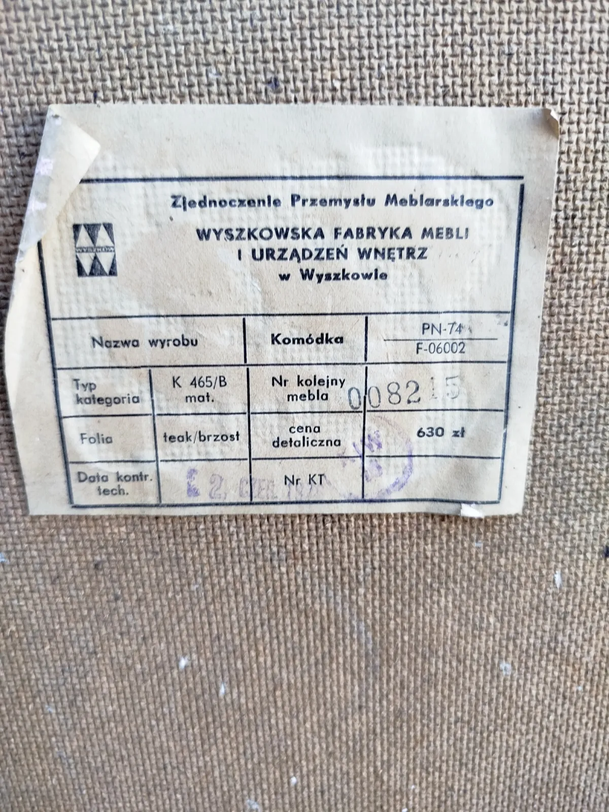 Komoda z PRL – Wyszkowska Fabryka Mebli, model K 465/B, 1976