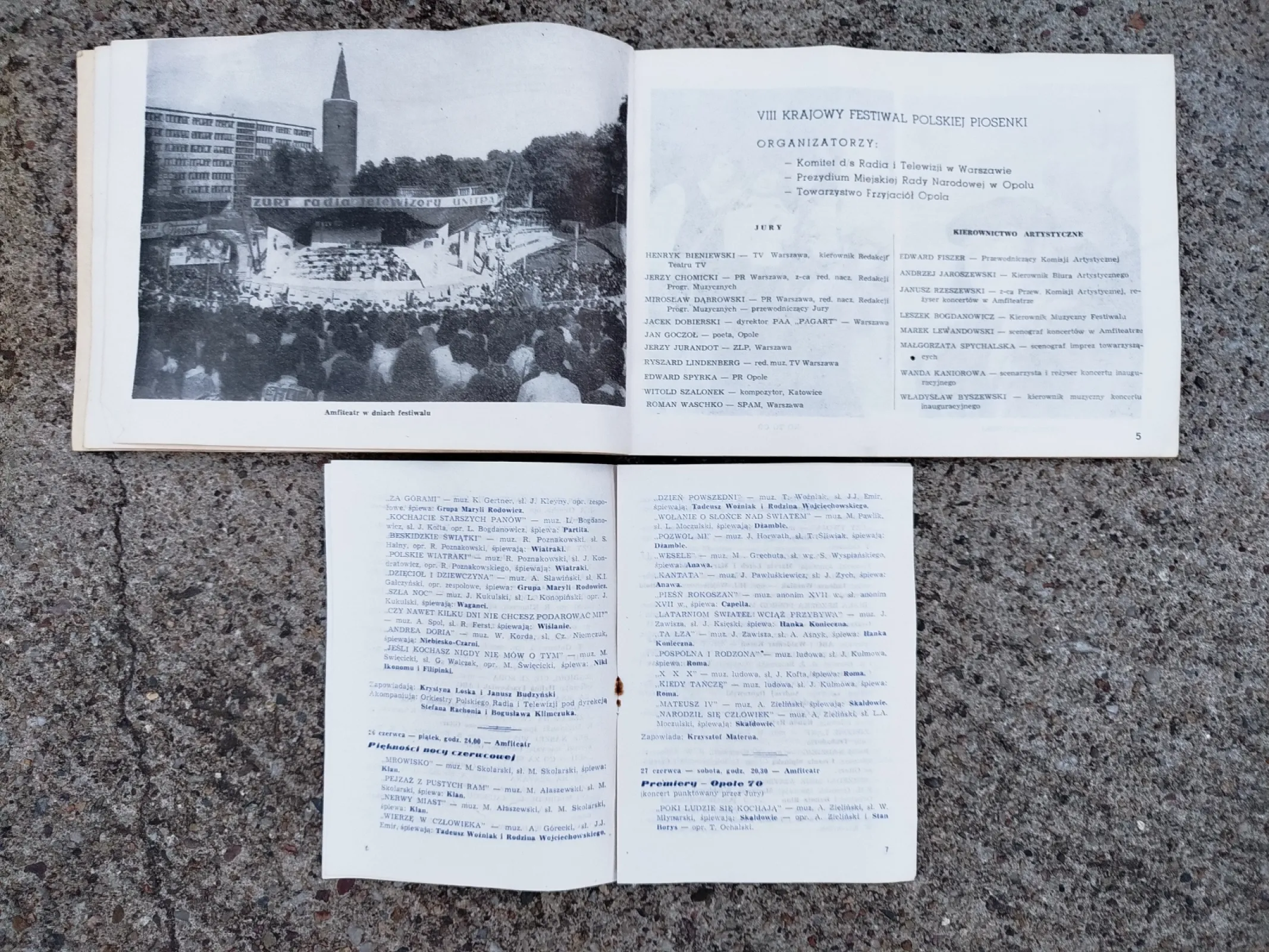 Oryginalny komplet VIII Krajowego Festiwalu Piosenki Polskiej – Opole ’70 – program koncertowy + książeczka „Opole 70”