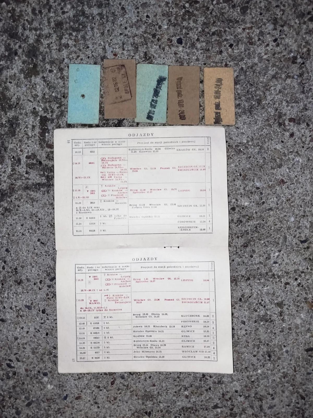 Oryginalny zestaw PKP PRL – rozkład jazdy Opole Główne 1978/79 + bilety