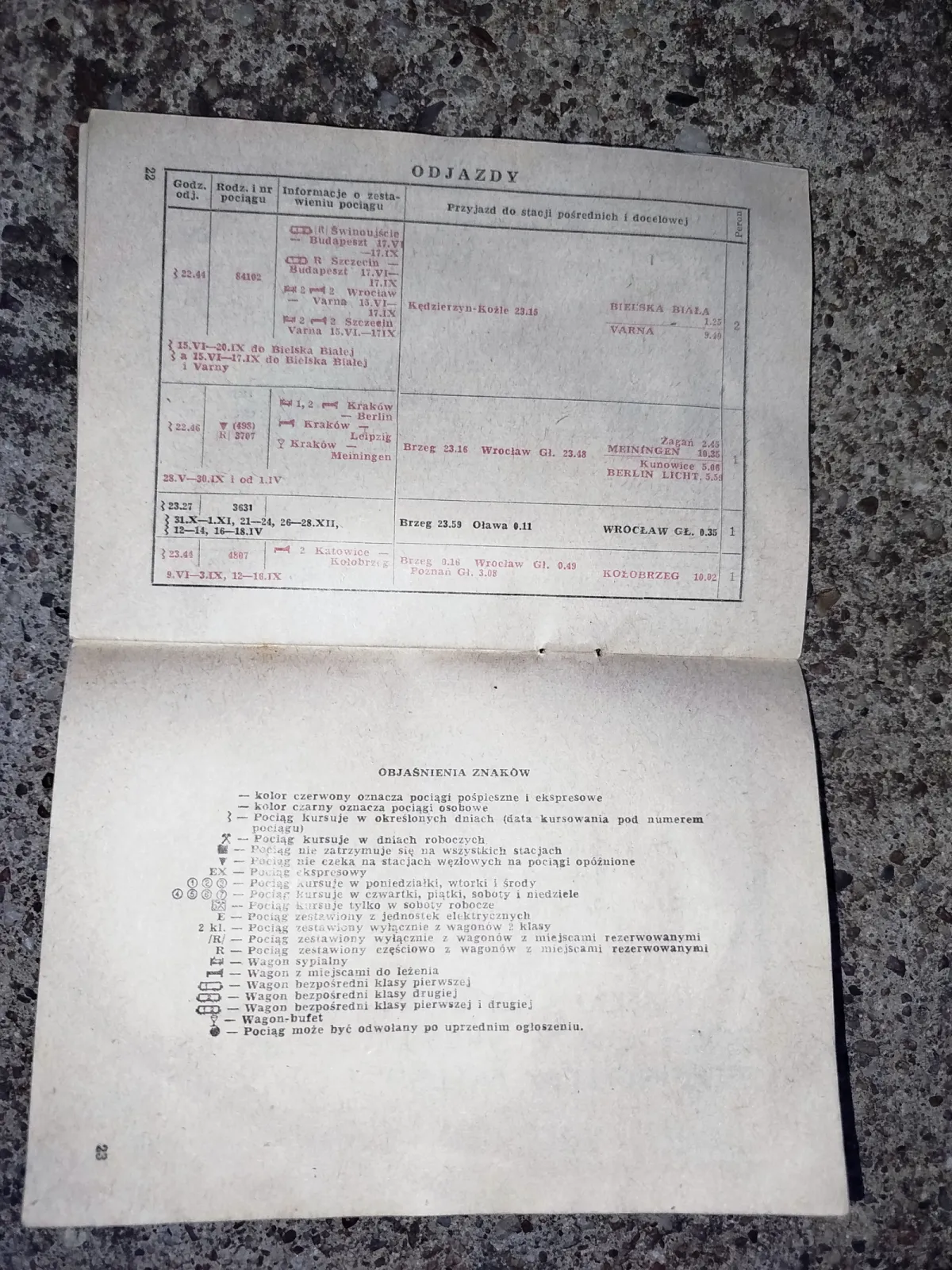 Oryginalny zestaw PKP PRL – rozkład jazdy Opole Główne 1978/79 + bilety
