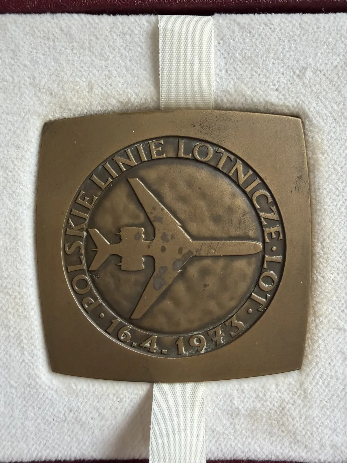 Medal / plakieta okolicznościowa PLL LOT „Tadeusz Kościuszko” IŁ-62 w oryginalnym etui
