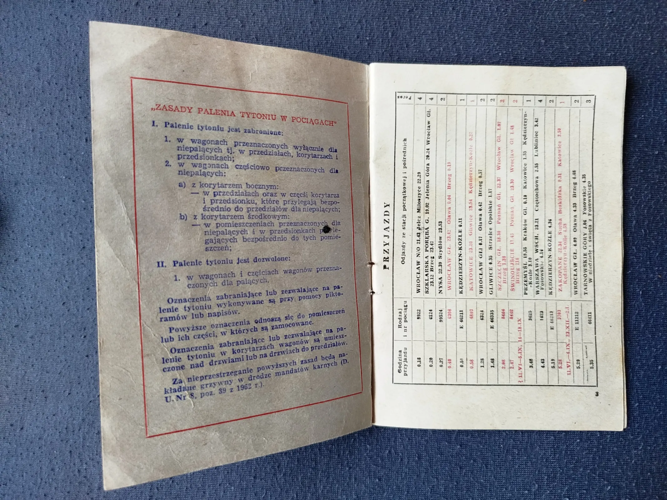 Oryginalny zestaw PKP PRL – rozkład jazdy Opole Główne 1978/79 + bilety