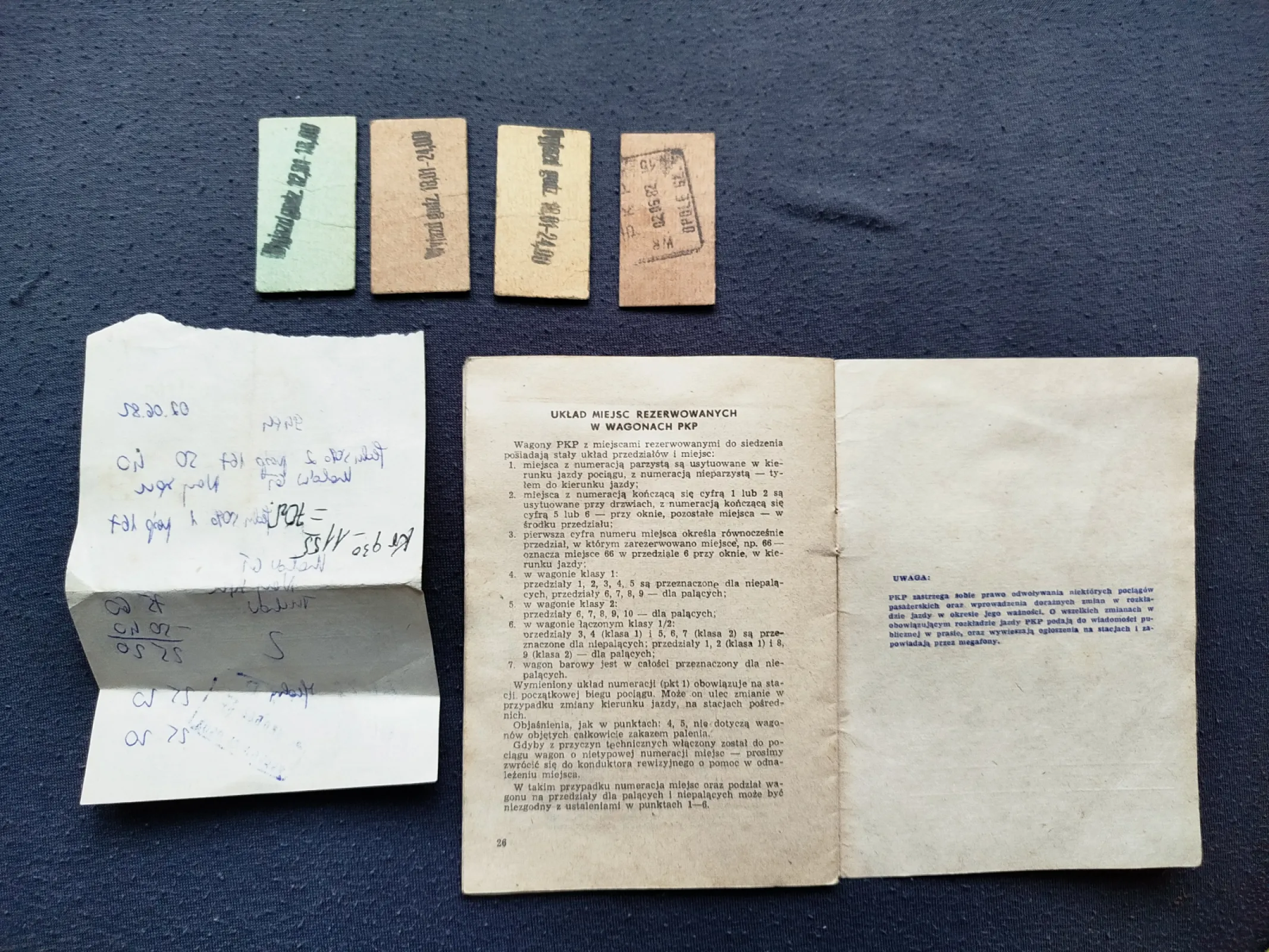 Oryginalny zestaw PKP PRL – rozkład jazdy Opole Główne 1978/79 + bilety