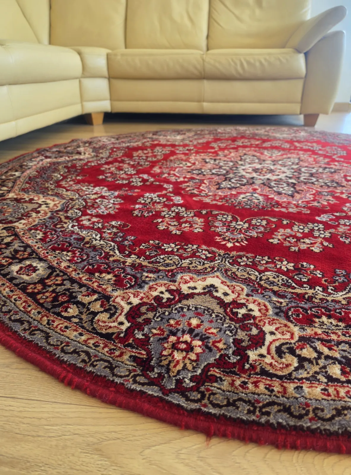 Okrągły orientalny dywan 100% wełna Vintage Belgia
