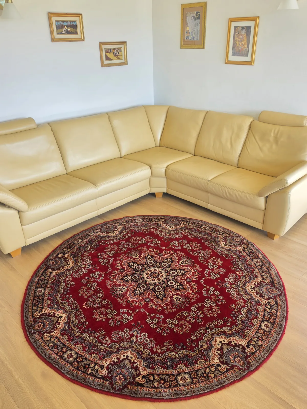 Okrągły orientalny dywan 100% wełna Vintage Belgia