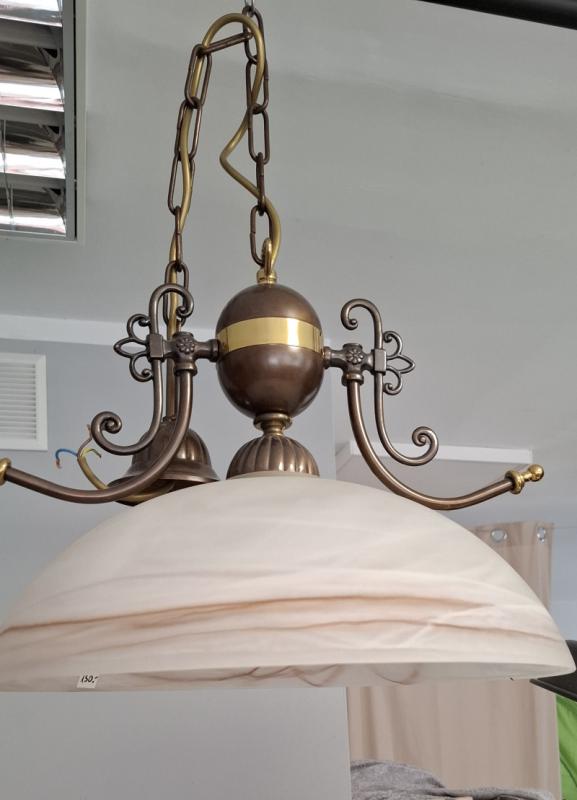Lampa wisząca retro / vintage – mosiądz i alabaster