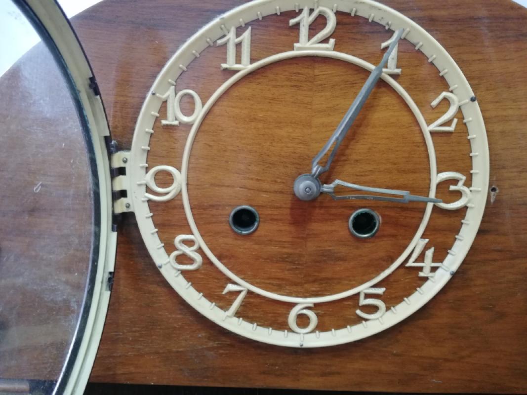 Zegar kominkowy JAMNIK Łódź PRL mechaniczny gong vintage