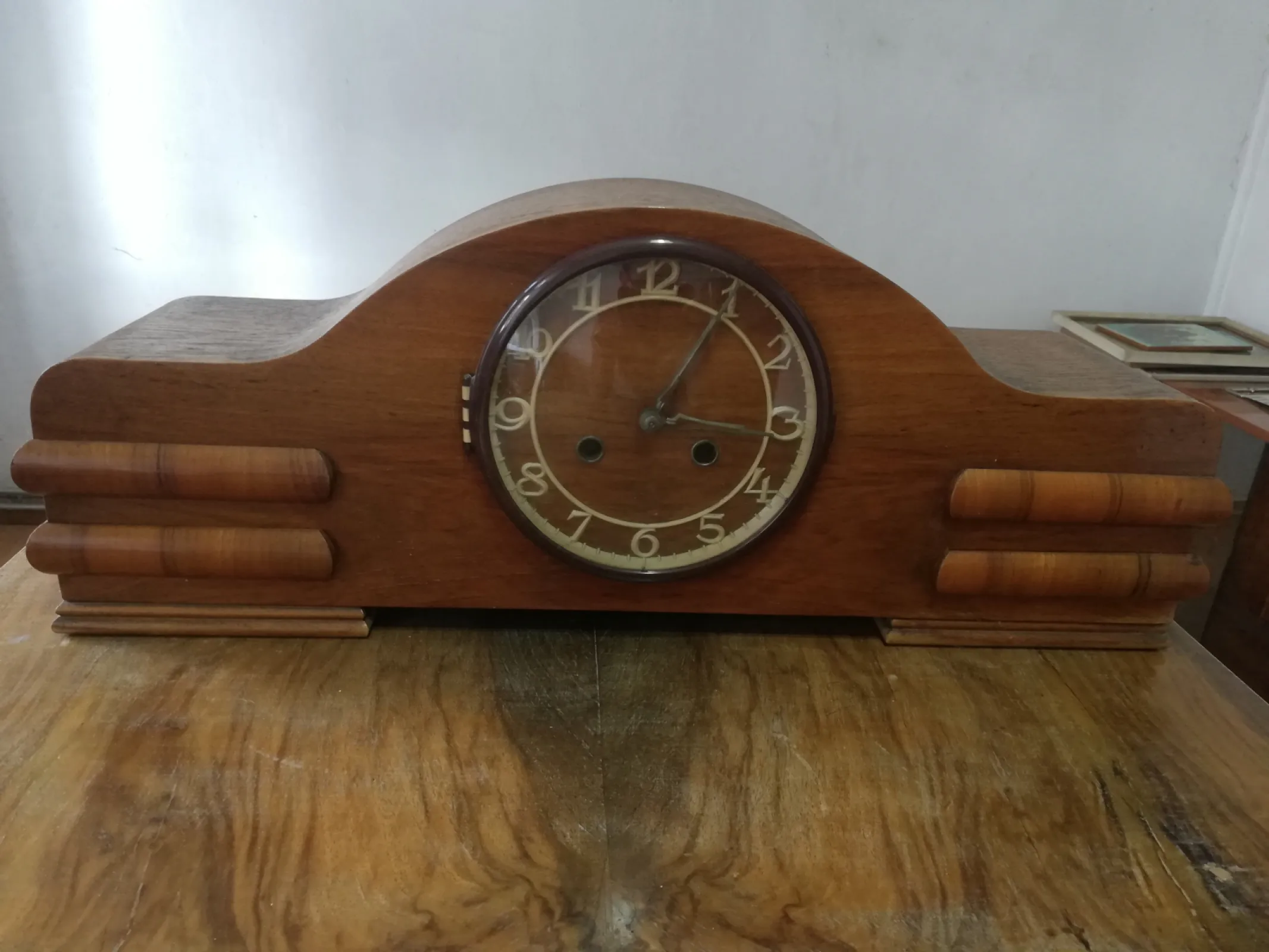 Zegar kominkowy JAMNIK Łódź PRL mechaniczny gong vintage
