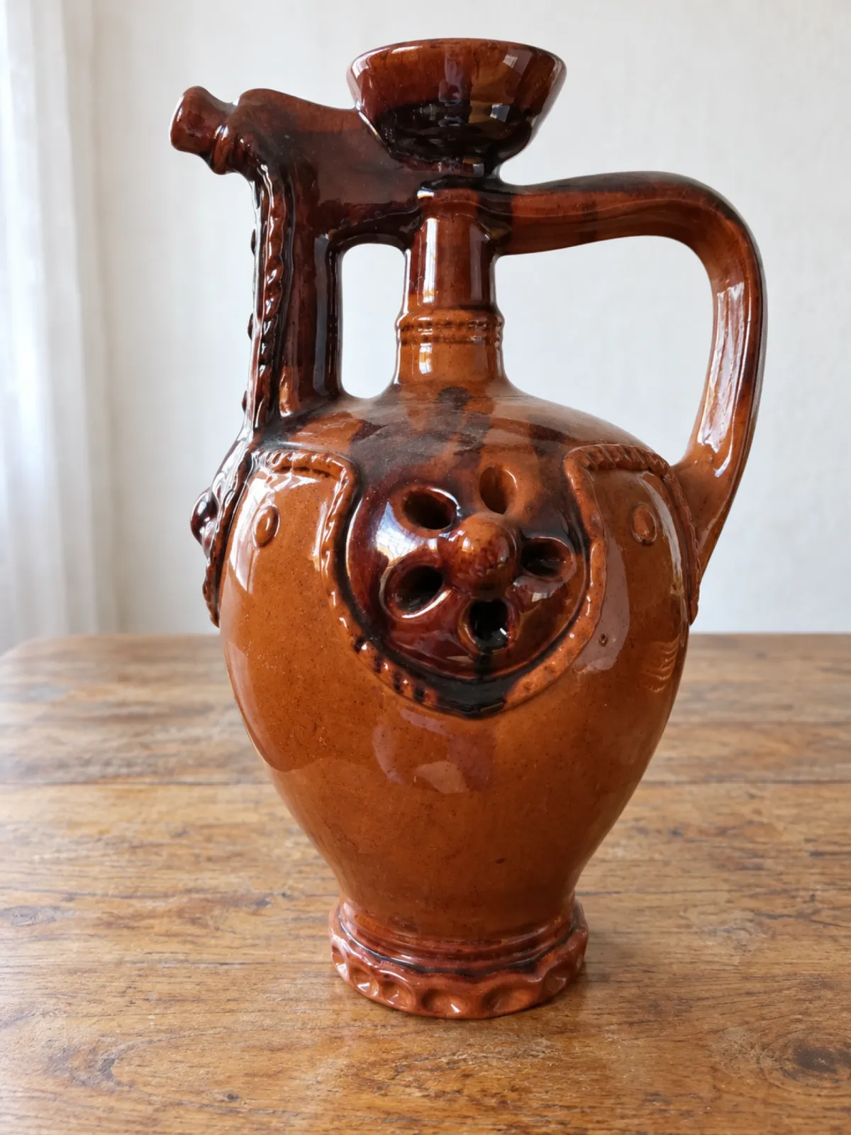 Ozdobny dzban ceramiczny vintage 24 cm + 6 kieliszków – ceramika retro