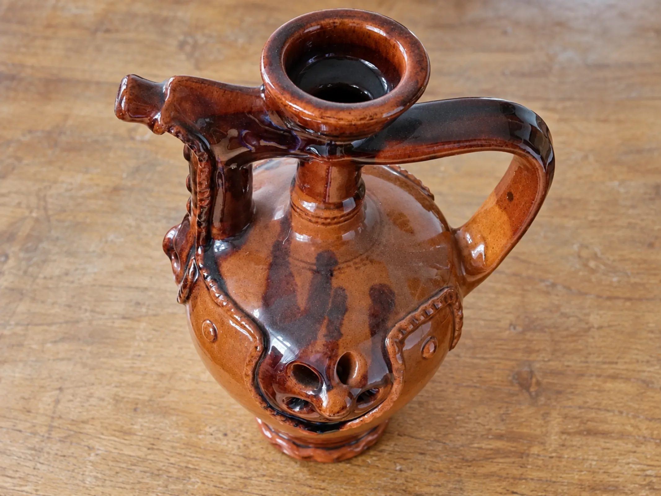 Ozdobny dzban ceramiczny vintage 24 cm + 6 kieliszków – ceramika retro