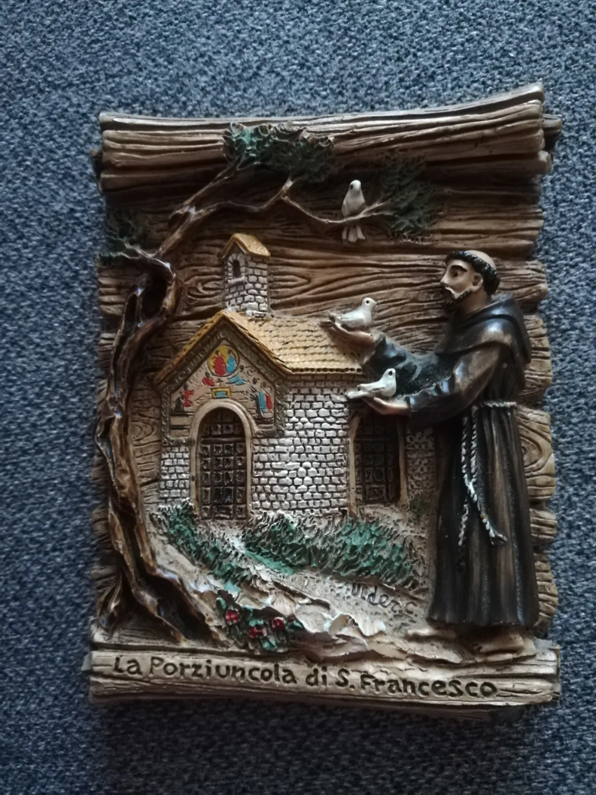 Włoska płaskorzeźba CreArt La Porziuncola di S. Francesco – dipinto a mano