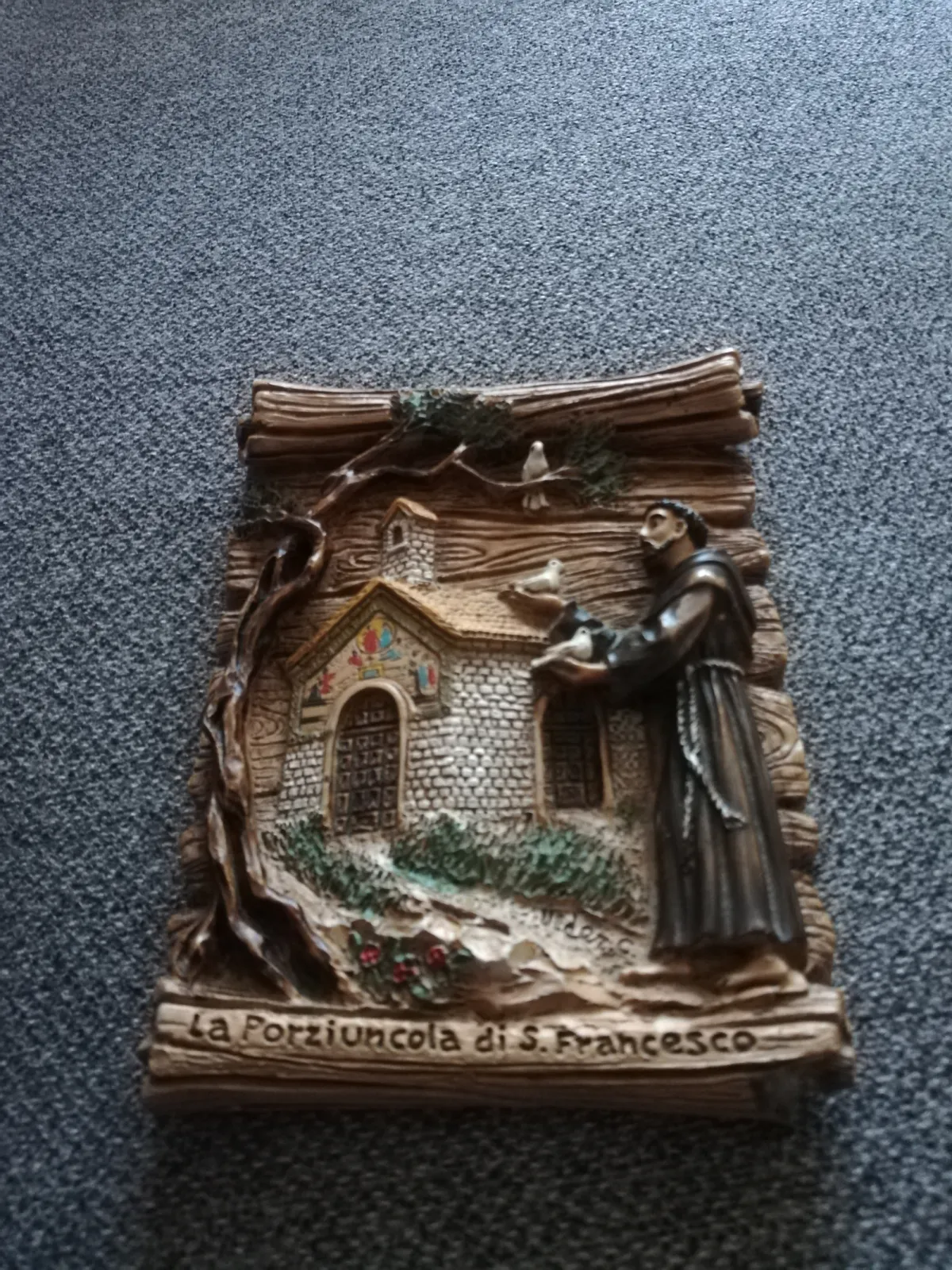 Włoska płaskorzeźba CreArt La Porziuncola di S. Francesco – dipinto a mano